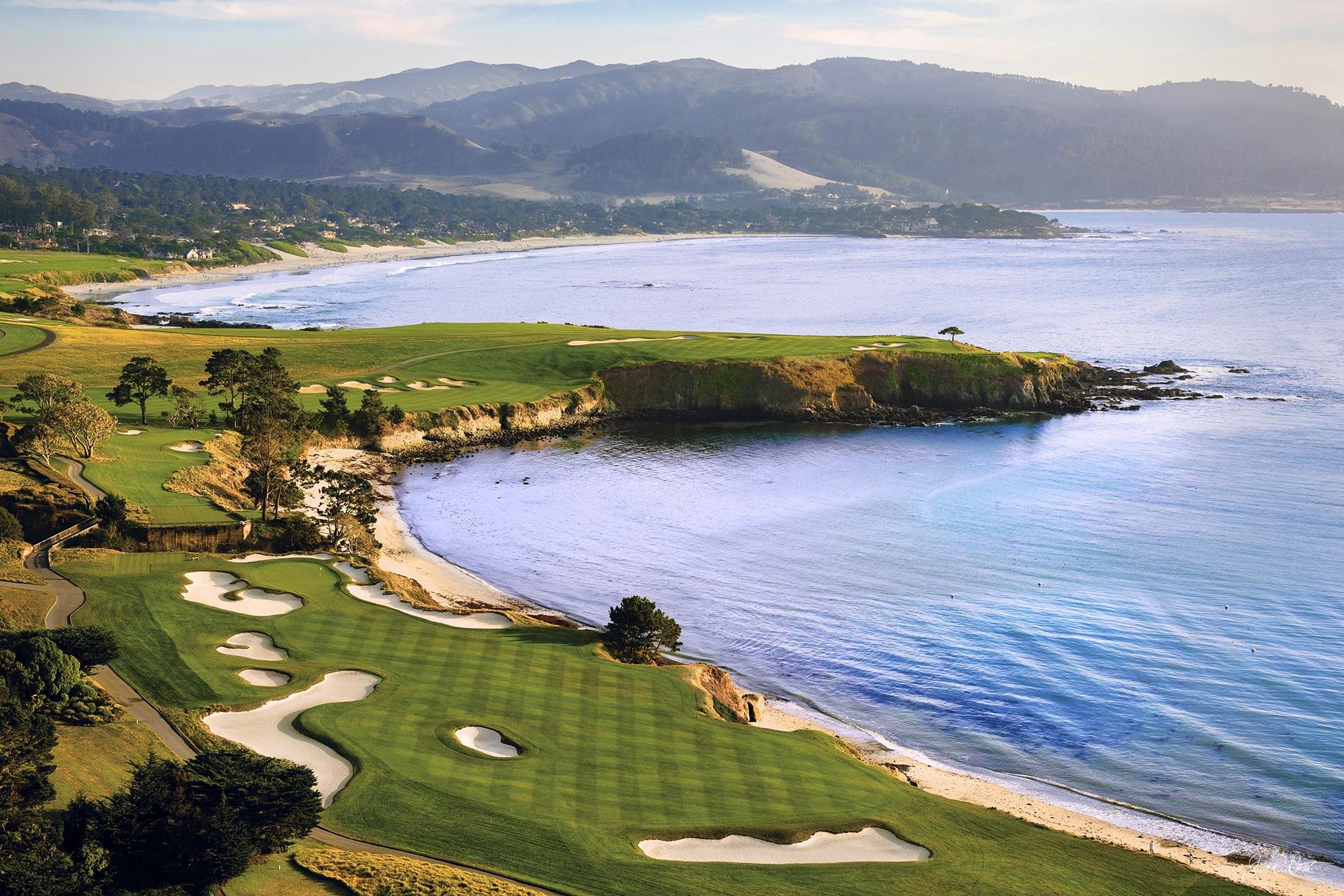 Overhead view of a well maintained coastal fairway