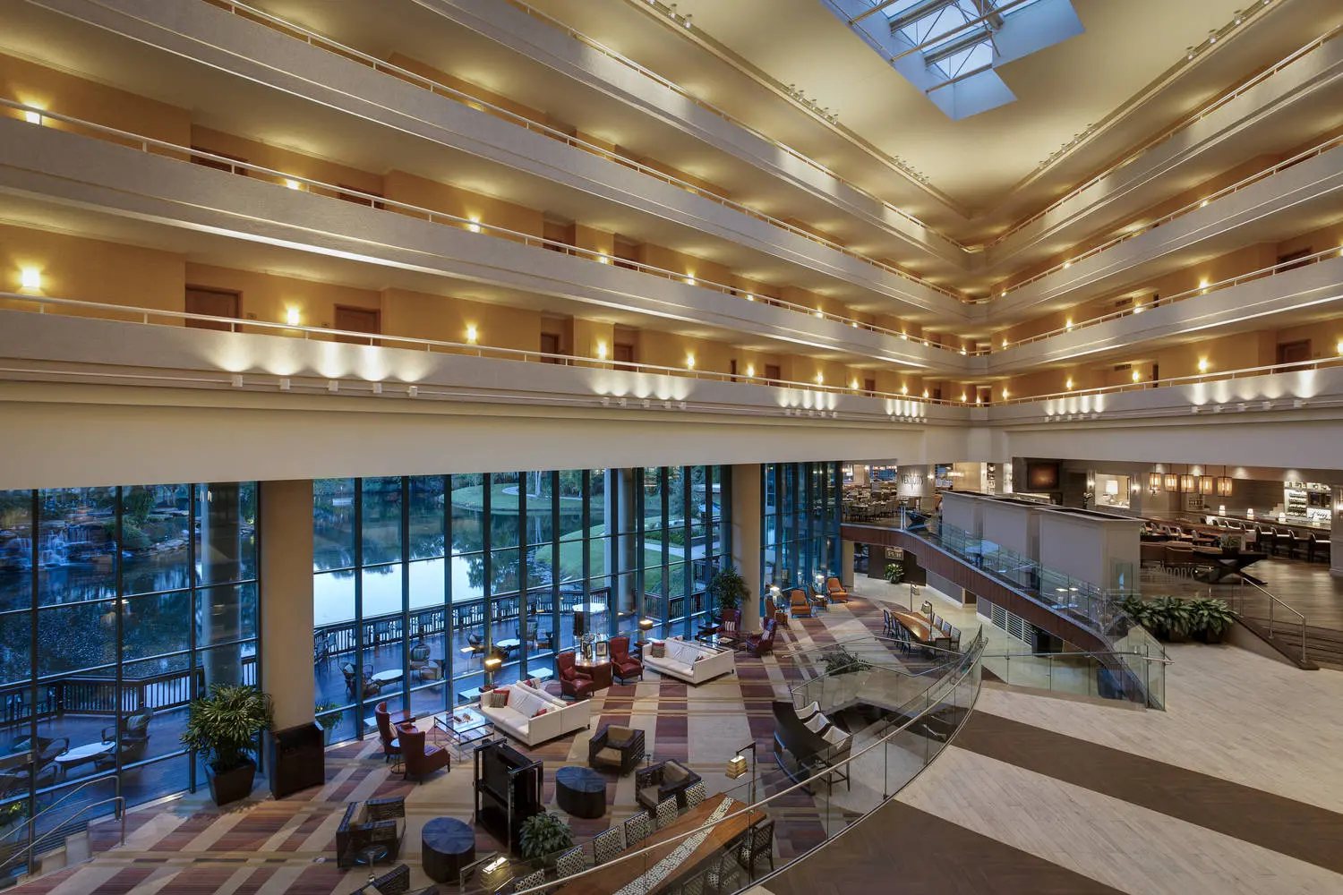 Reception and indoor balconies at the Sawgrass Marriott Golf Resort & Spa