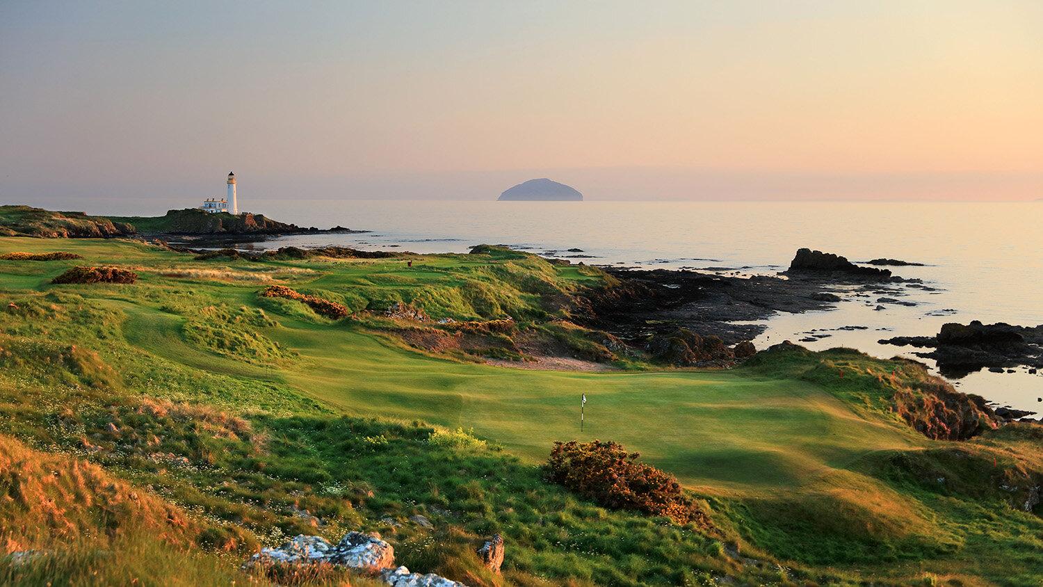 Aerial view of the Trump Turnberry Resort golf course
