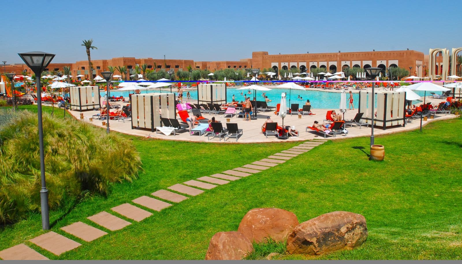 Panoramic view of the outdoor swimming pool at Kenzi Club Agdal Medina