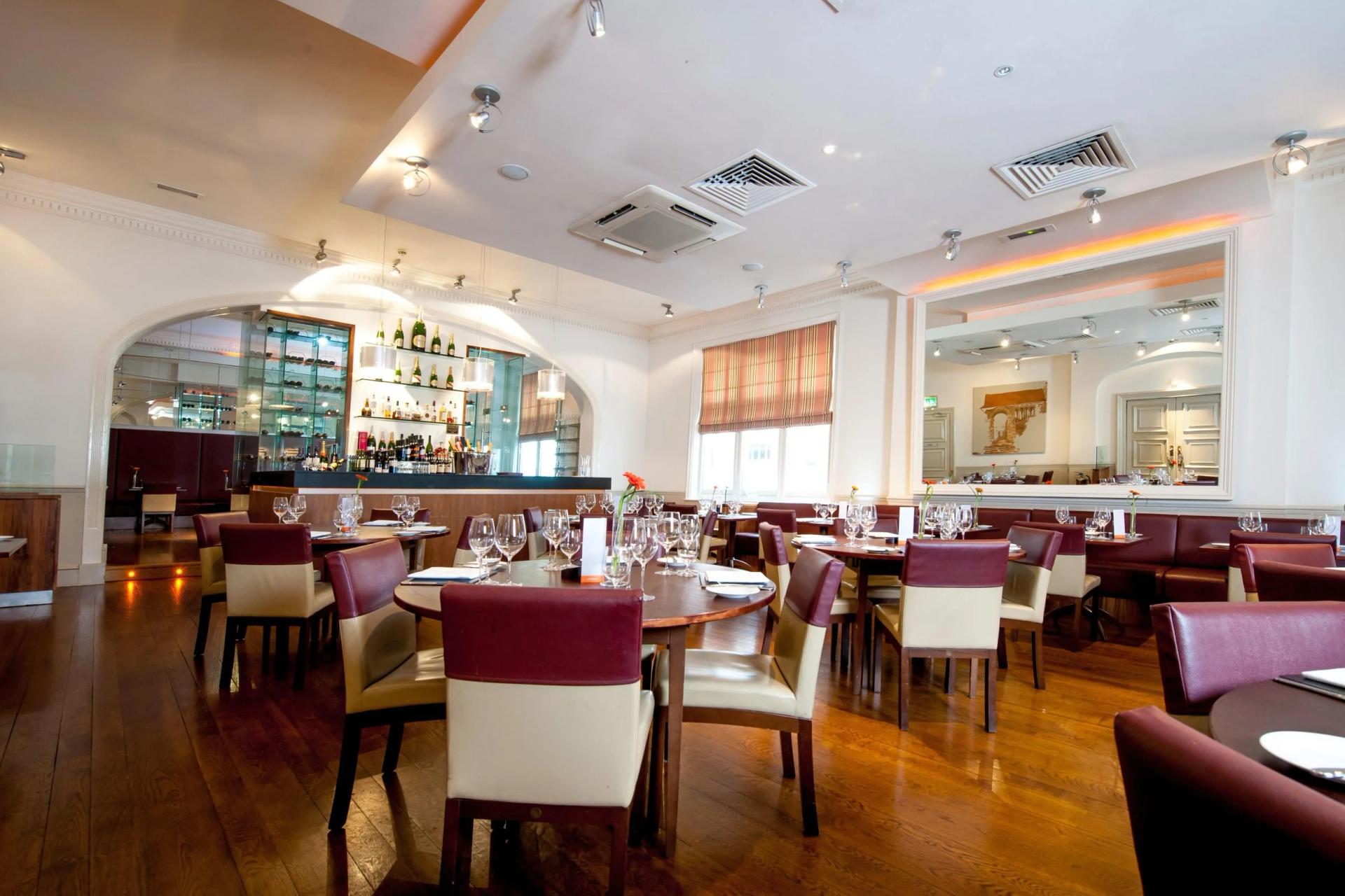 Indoor dining room at the Abode Hotel, Canterbury