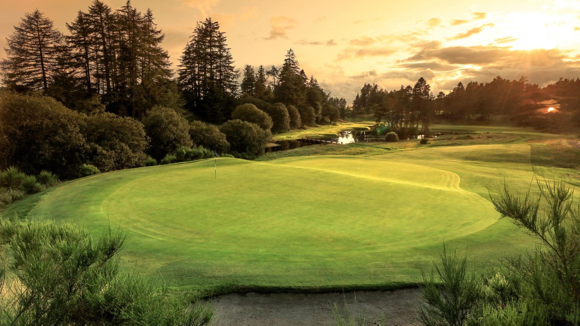 A smooth green under the sunset at Gleneagles