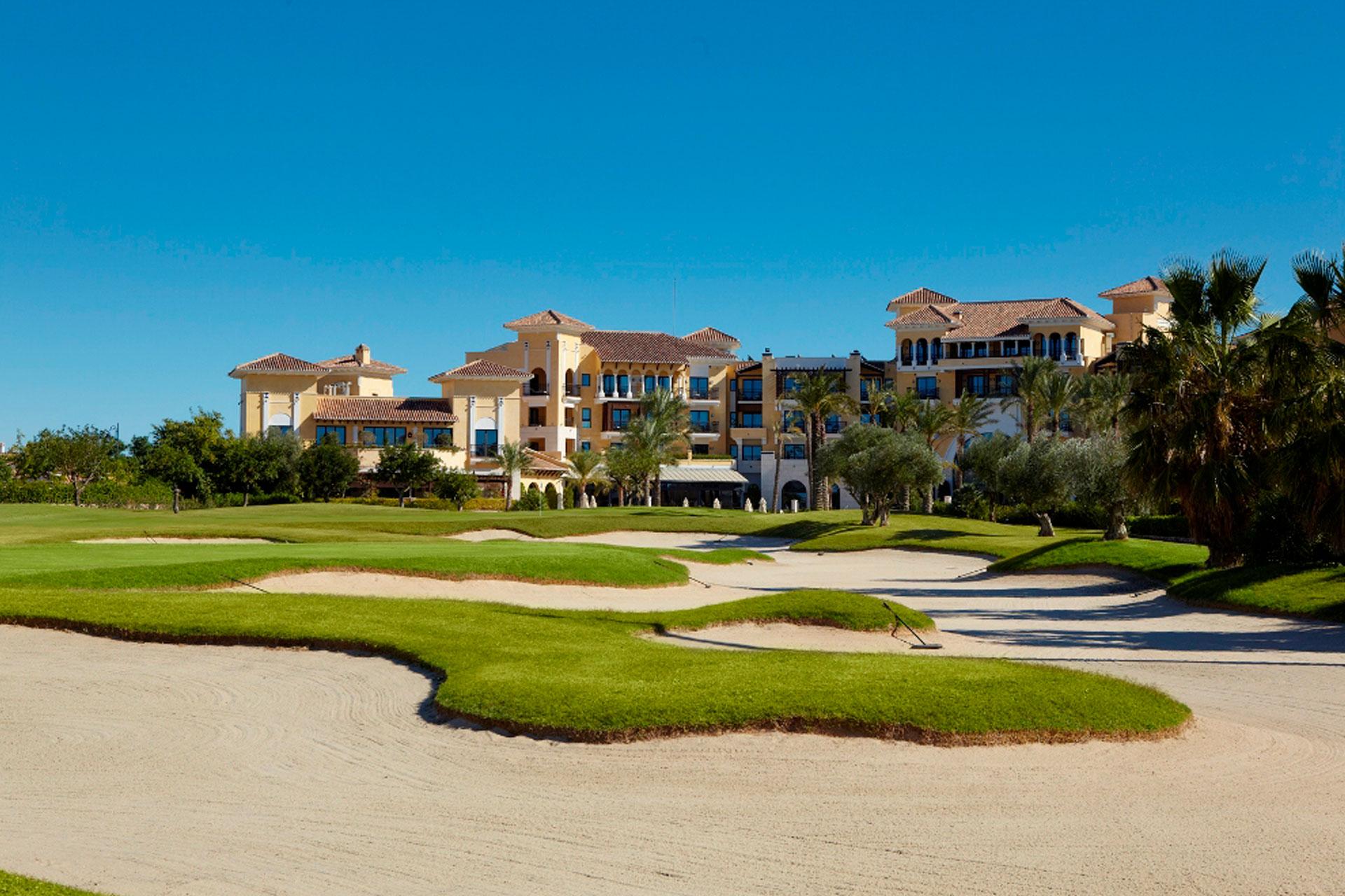 Large bunkers flanking the Mar Menor golf course