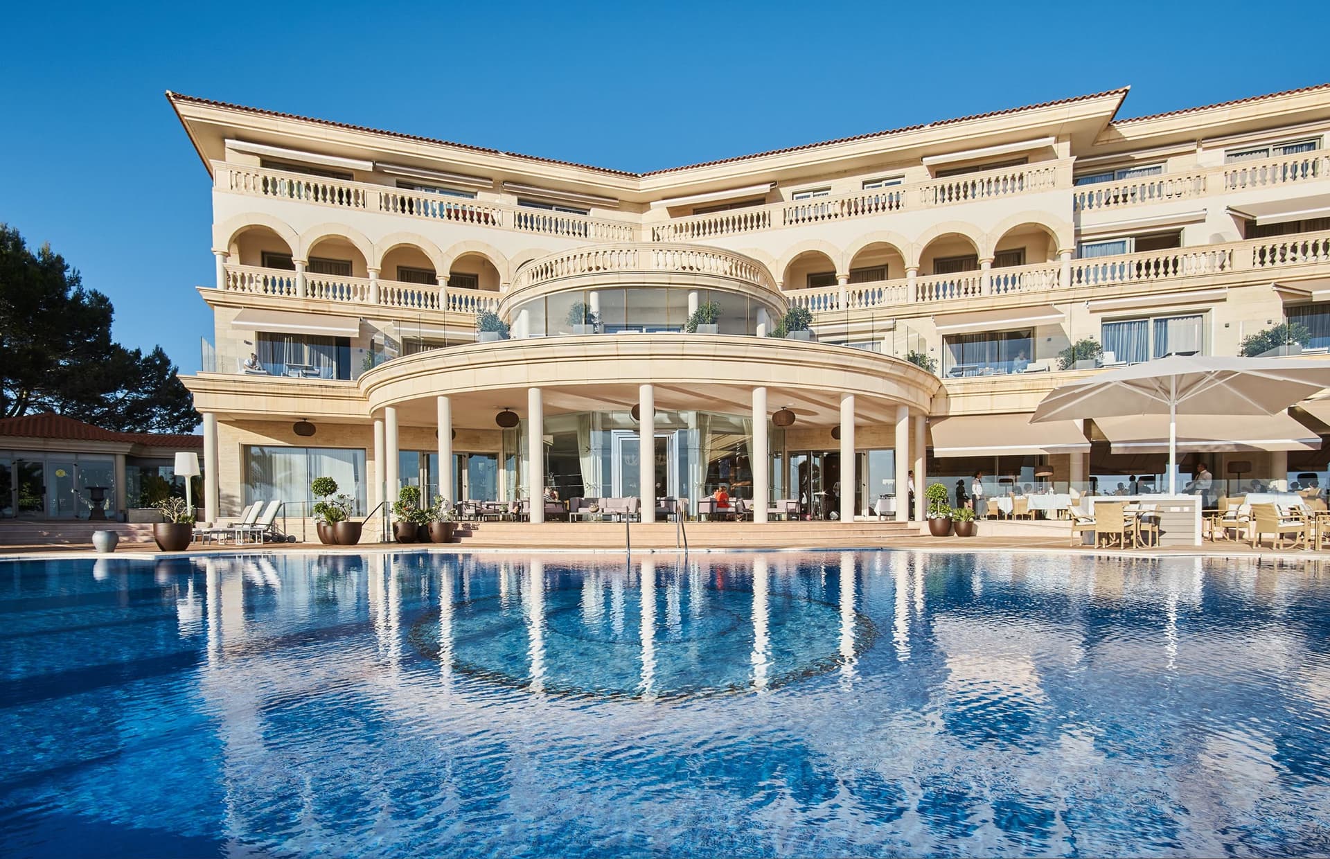 The Pure Salt Port Adriano overlooking the outdoor pool
