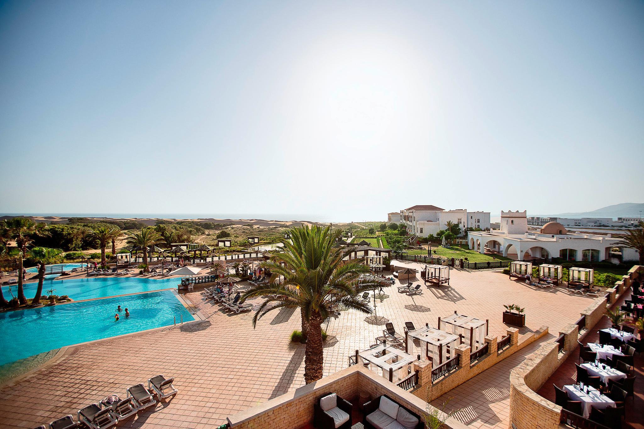 Overhead view of the outdoor swimming pool at the Robinson Agadir