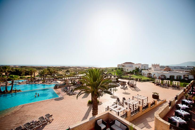 Overhead view of the outdoor swimming pool at the Robinson Agadir