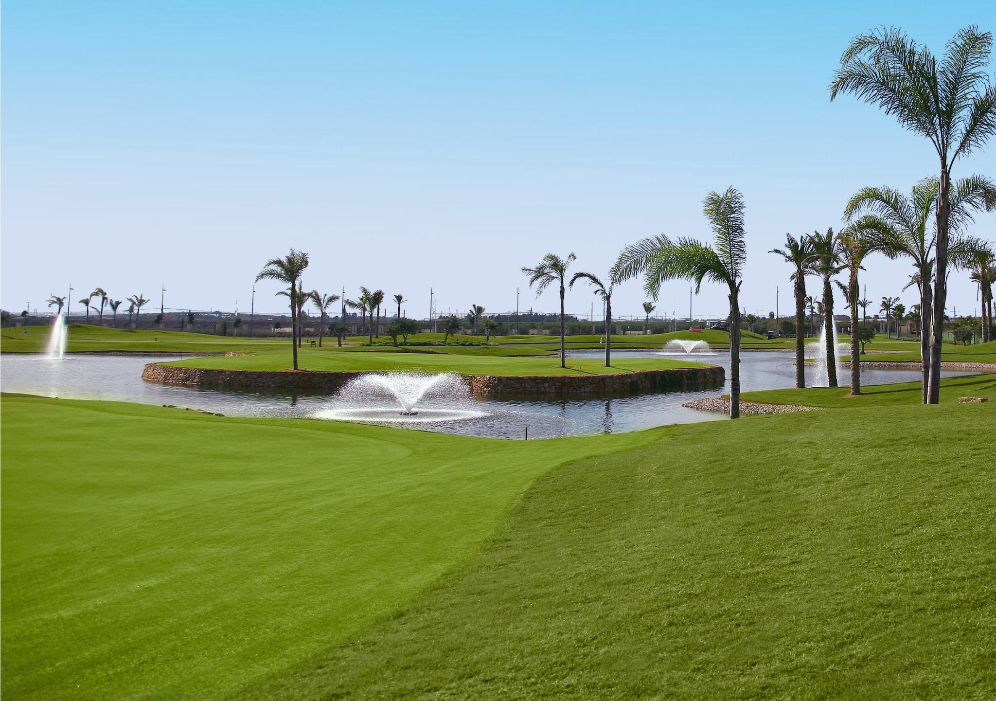 Island green at on Roda Golf Course
