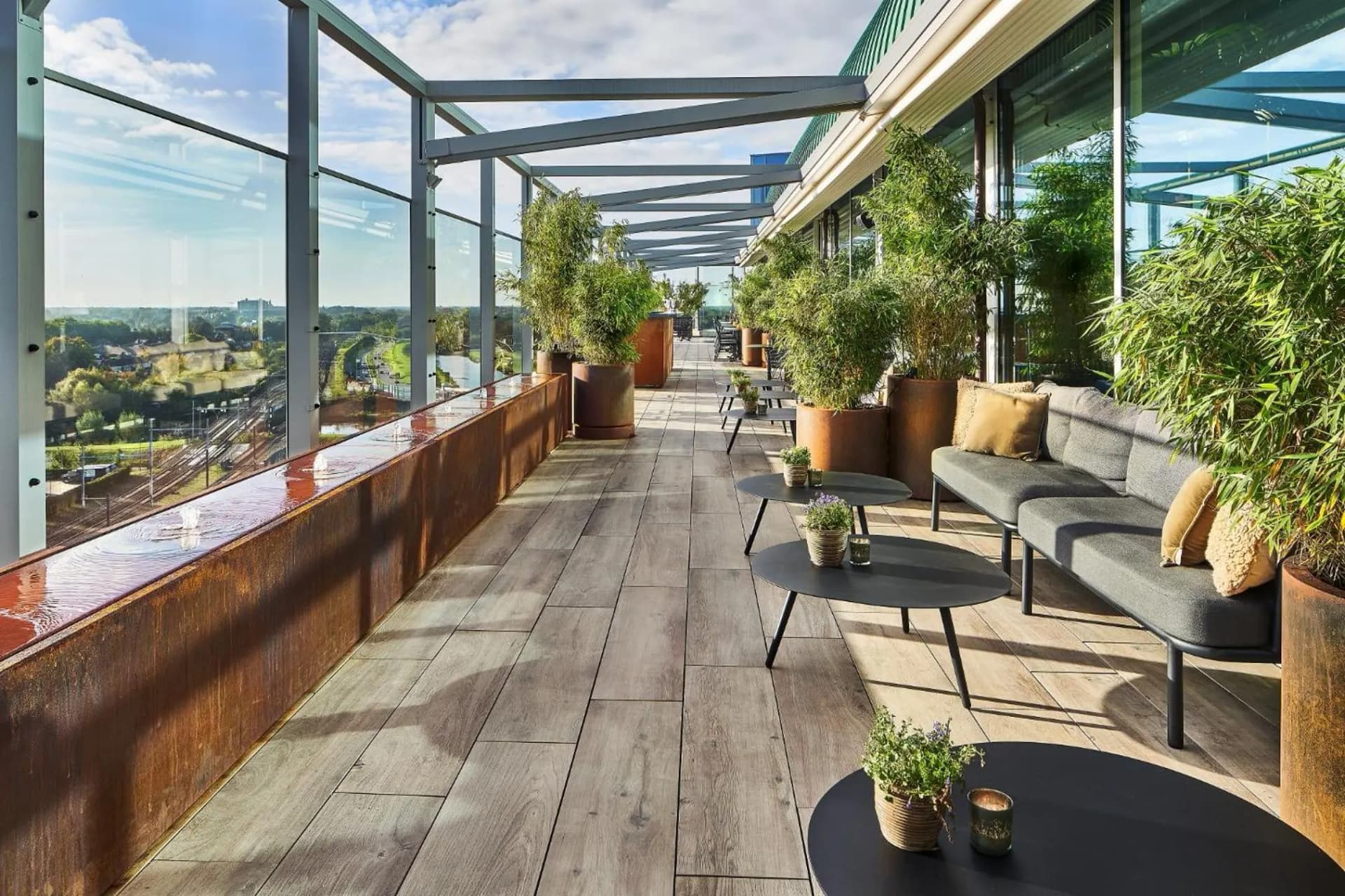 Rooftop lounging area at The Den, ‘s-Hertogenbosch, a Tribute Portfolio Hotel