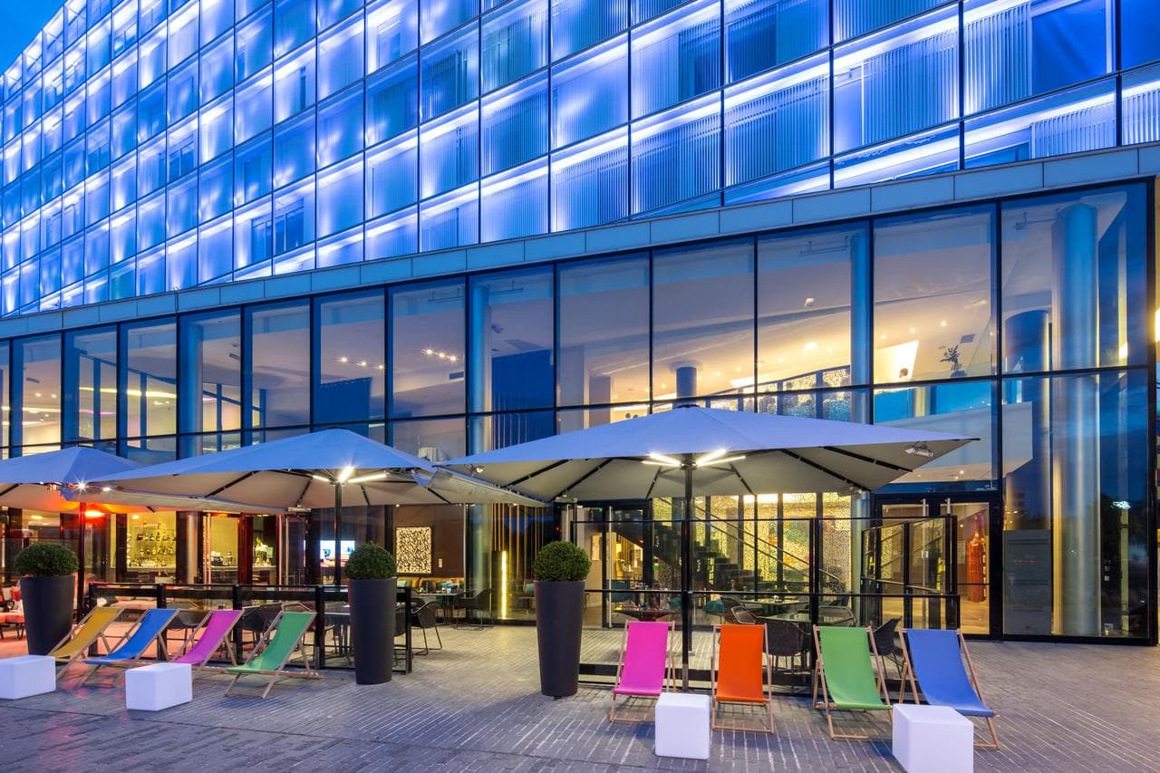 Outdoor lounging area at the front of the Hotel Barrière Lille