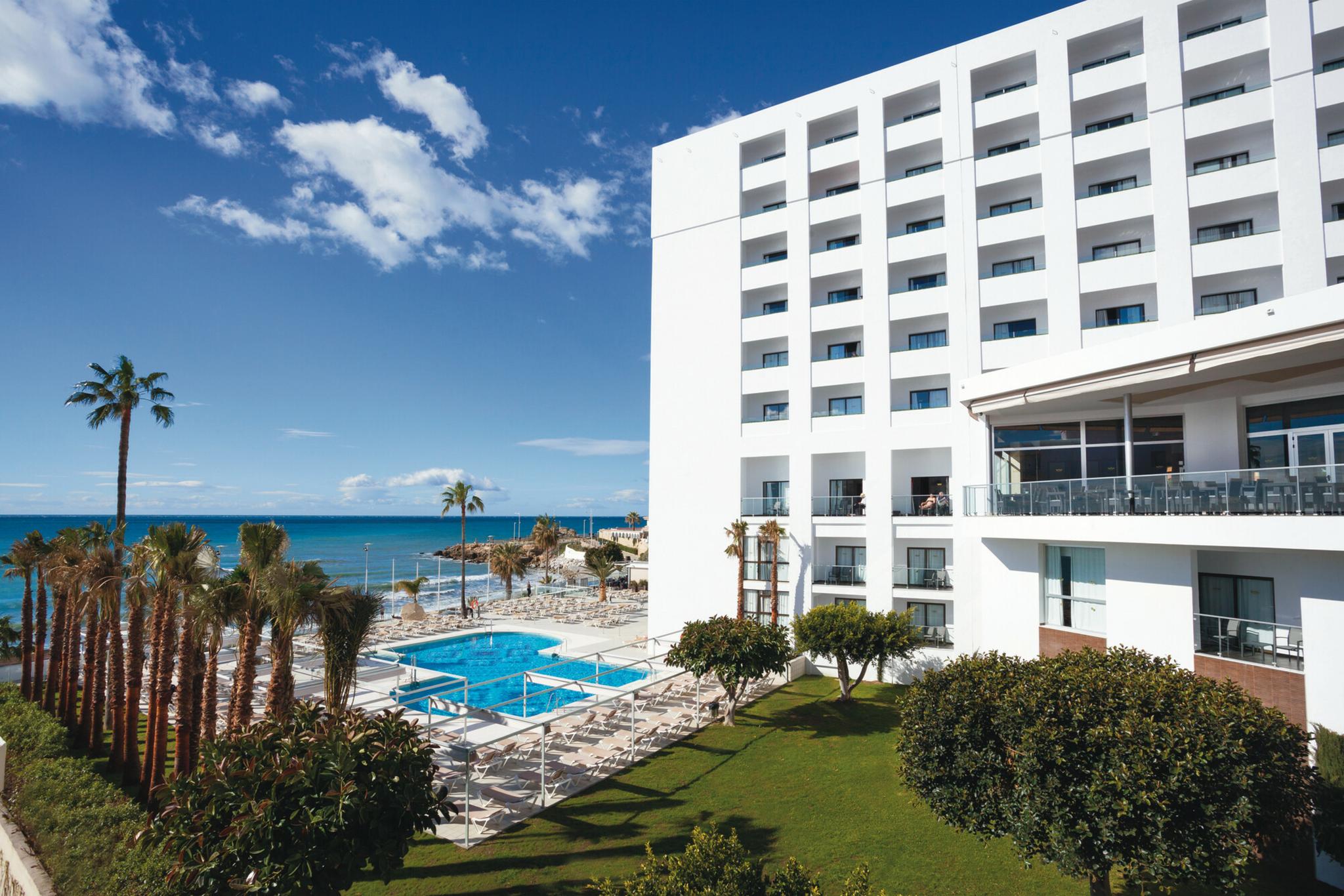 Panoramic view of the coastal Monica Hotel