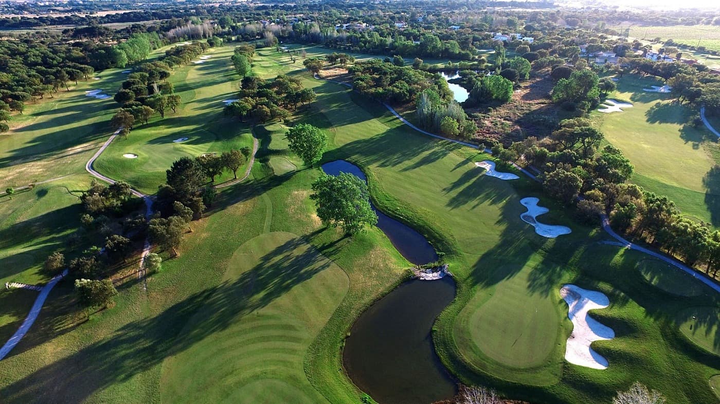 Aerial view of well maintained fairways at the Montado Hotel & Golf Resort golf course