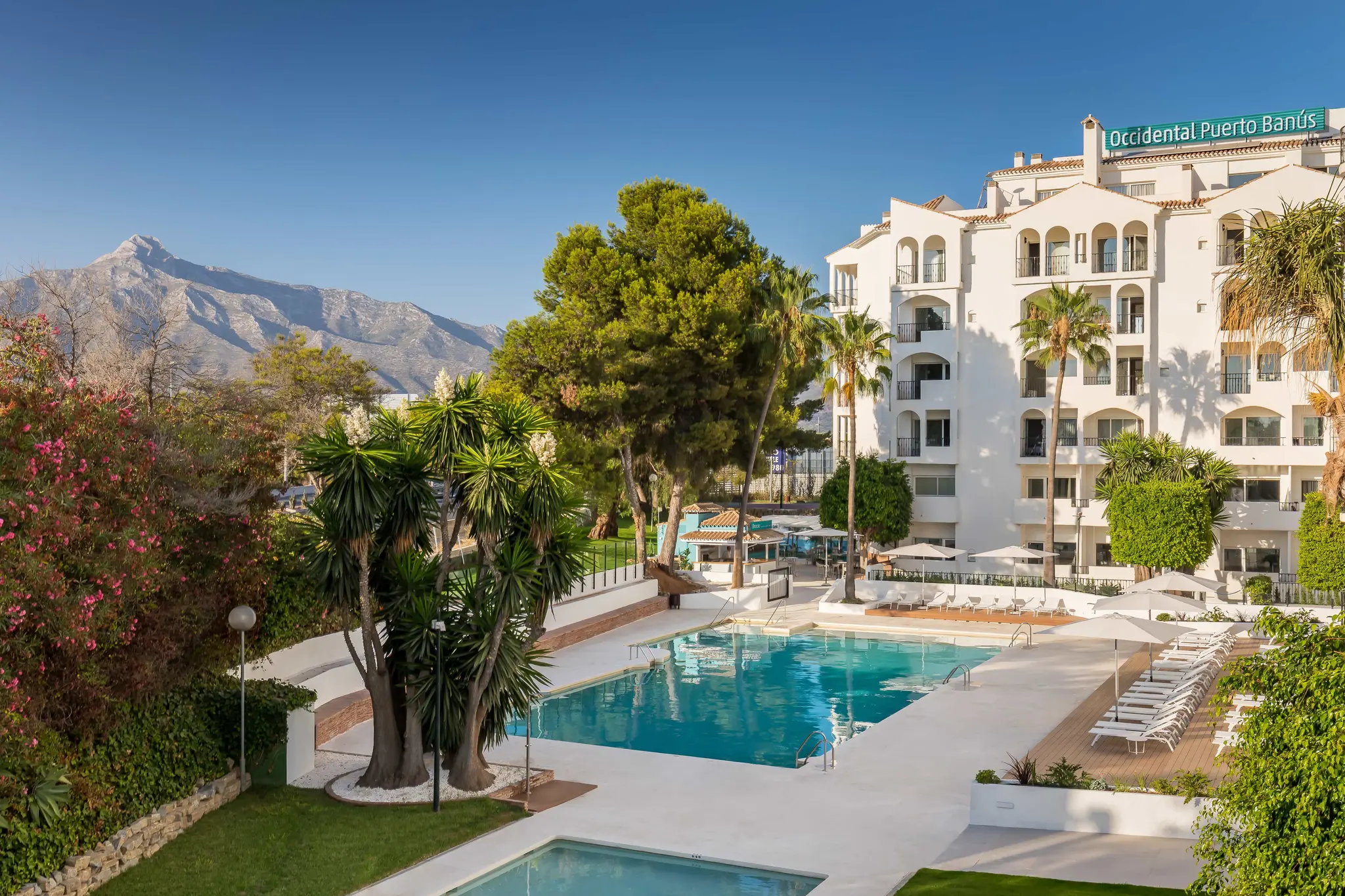 Panoramic view of Occidental Puerto Banus overlooking the outdoor pool
