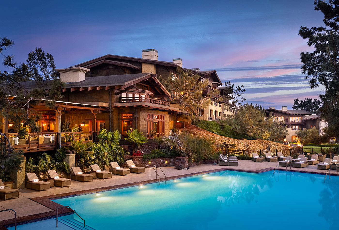 The lodge at Torrey Pines overlooking the outdoor swimming pool