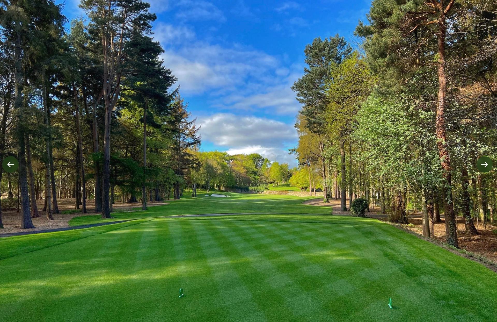 A well maintained fairway surrounded by a tree line