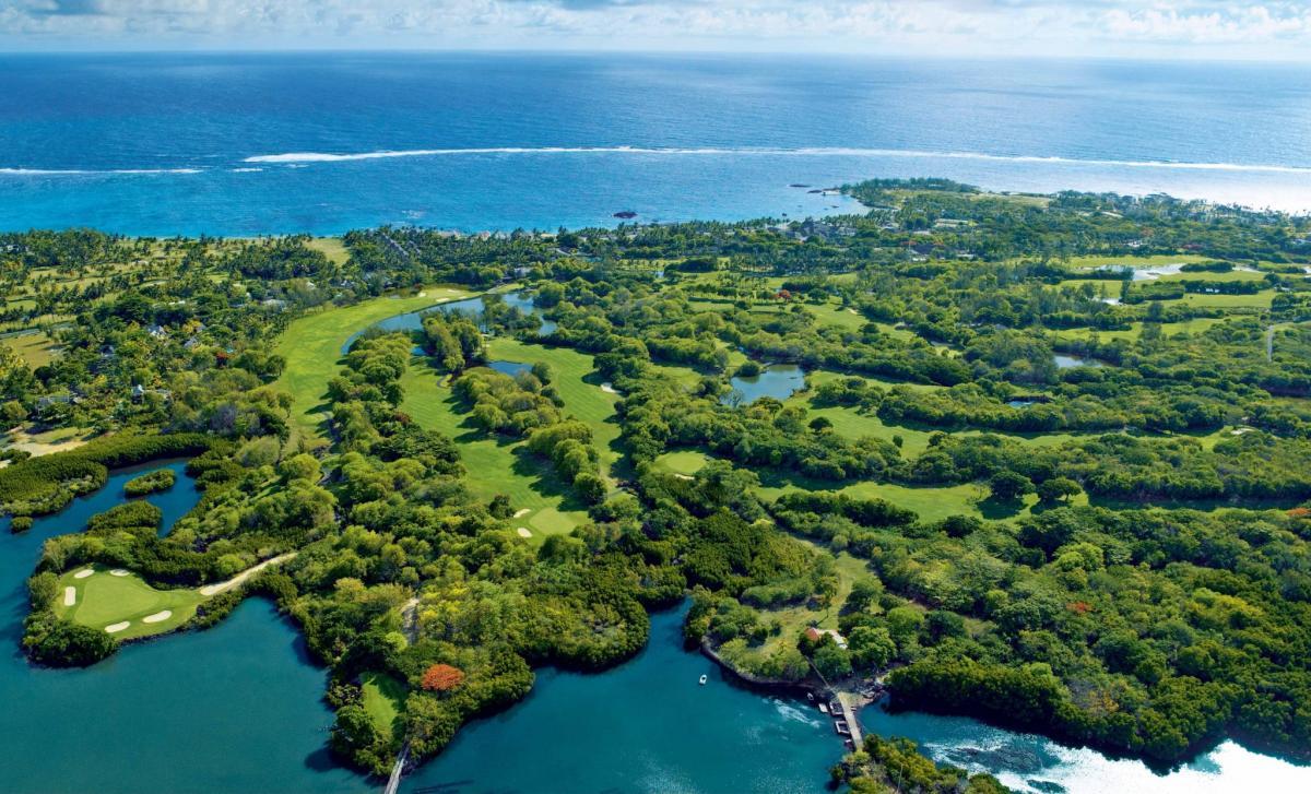 Overhead view of the golf course at Constance Belle Mare Plage