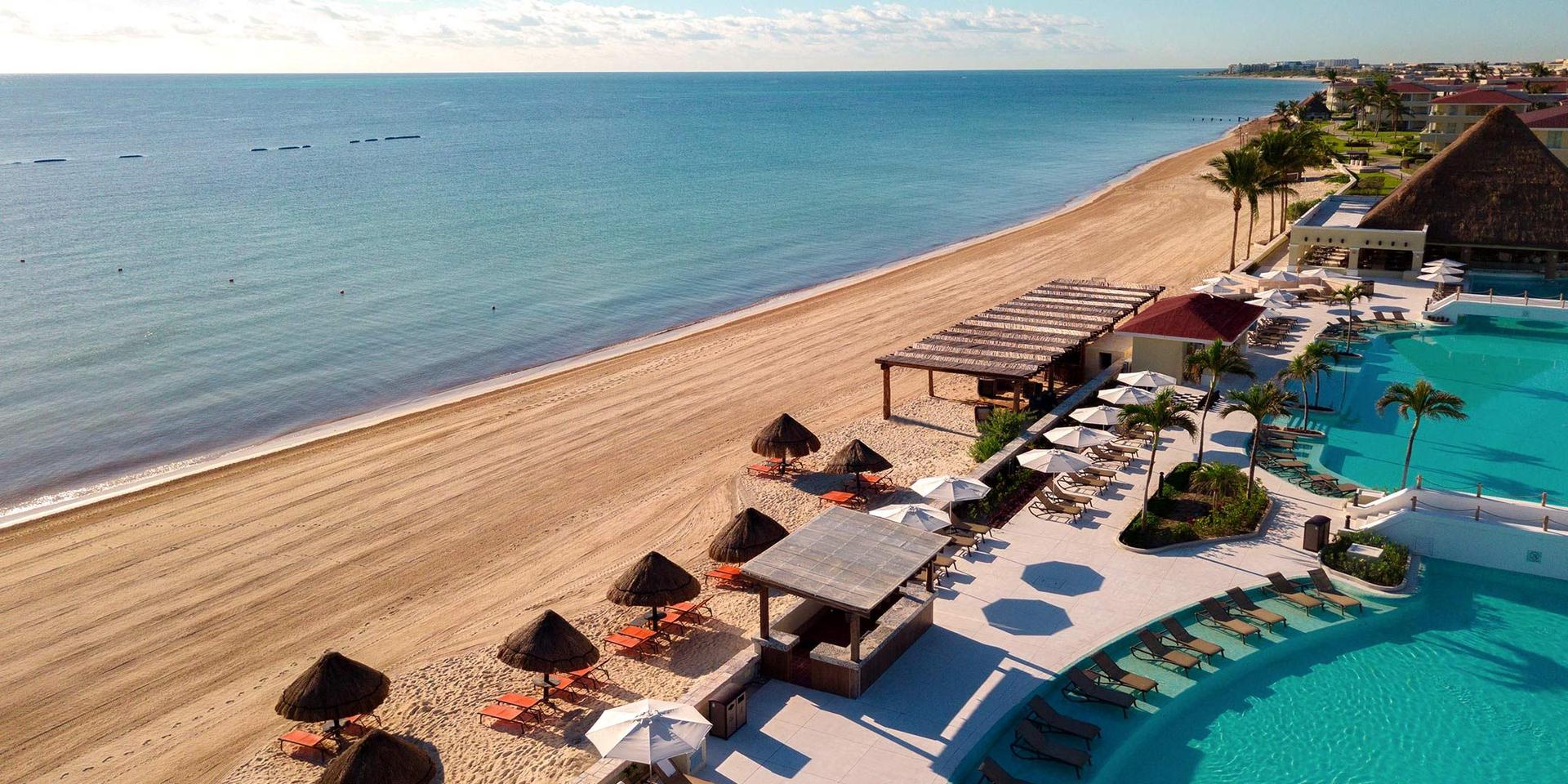 Overhead view of the beach at Moon Palace