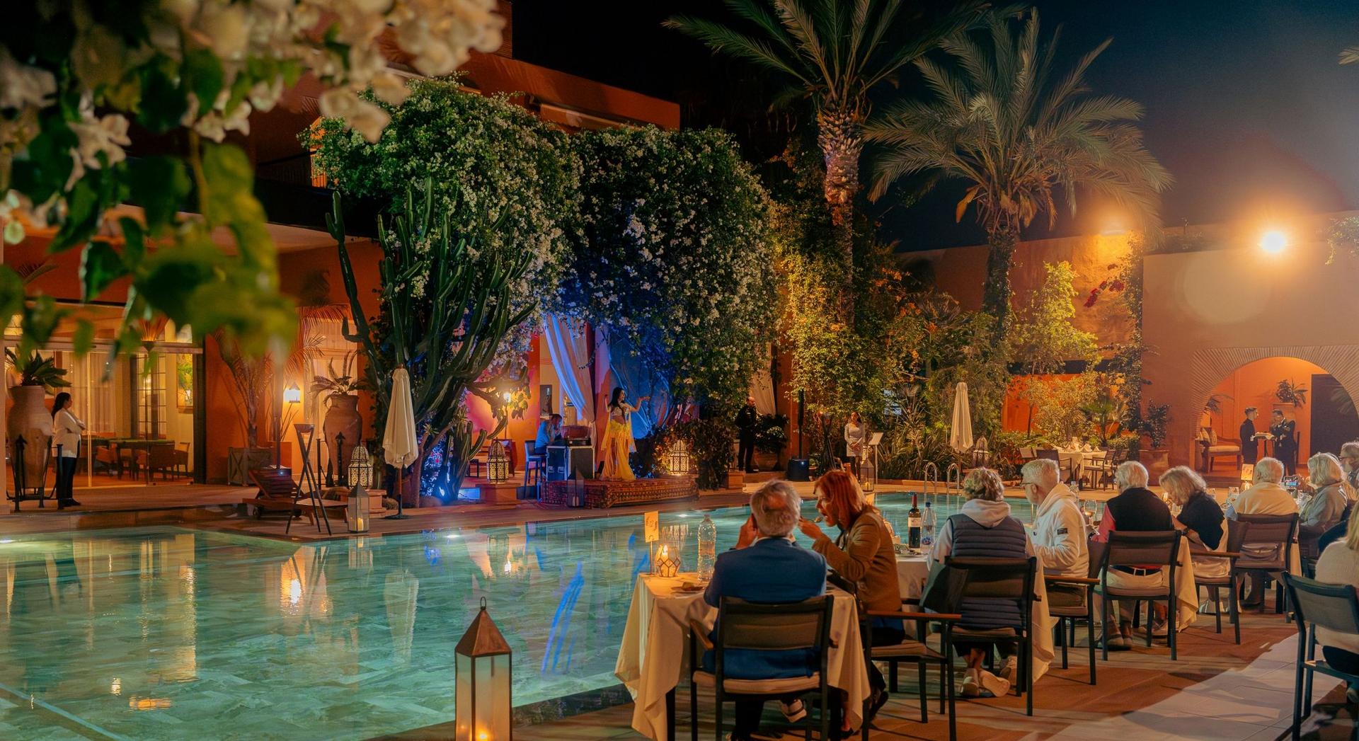 Poolside dining area at the Tikida Golf Palace