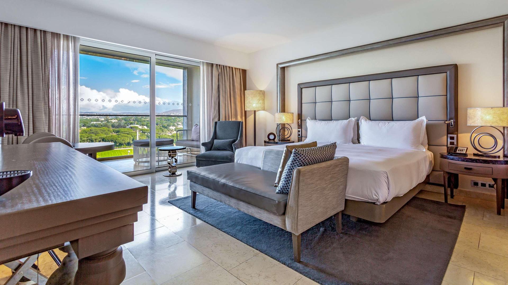 Double bed suite at the hotel with balcony views