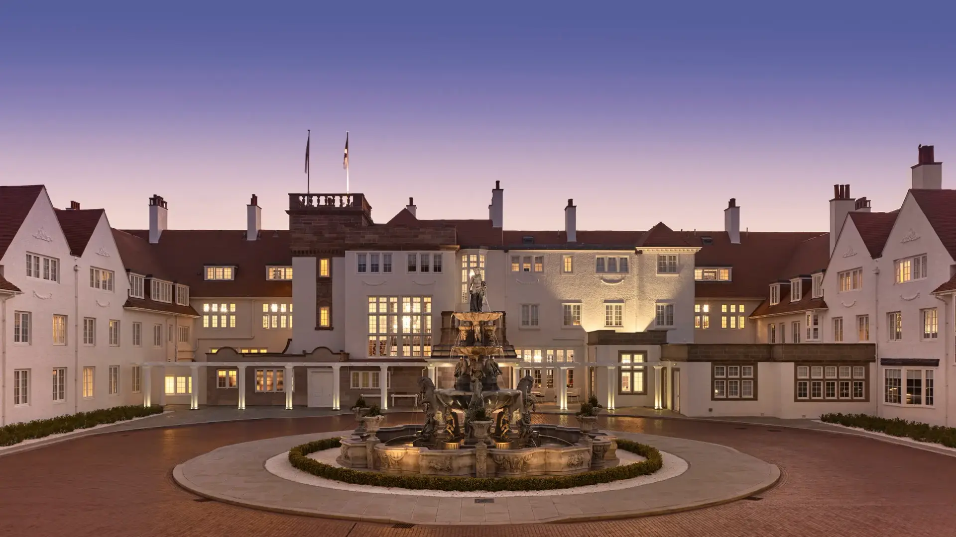 Panoramic view of the front entrance to Trump Turnberry Resort