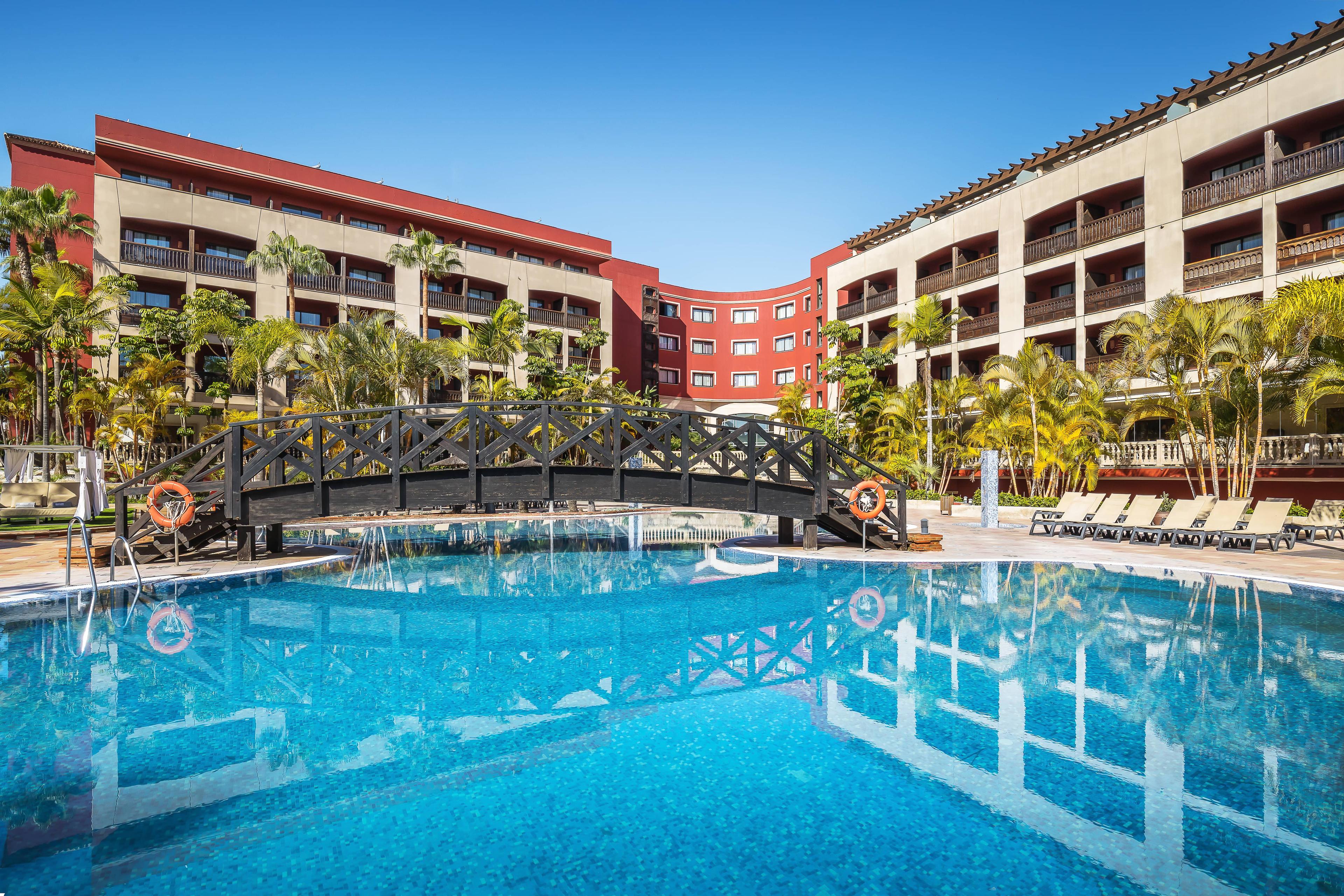 Panoramic view of Barcelo Marbella Hotel overlooking the outdoor swimming pool