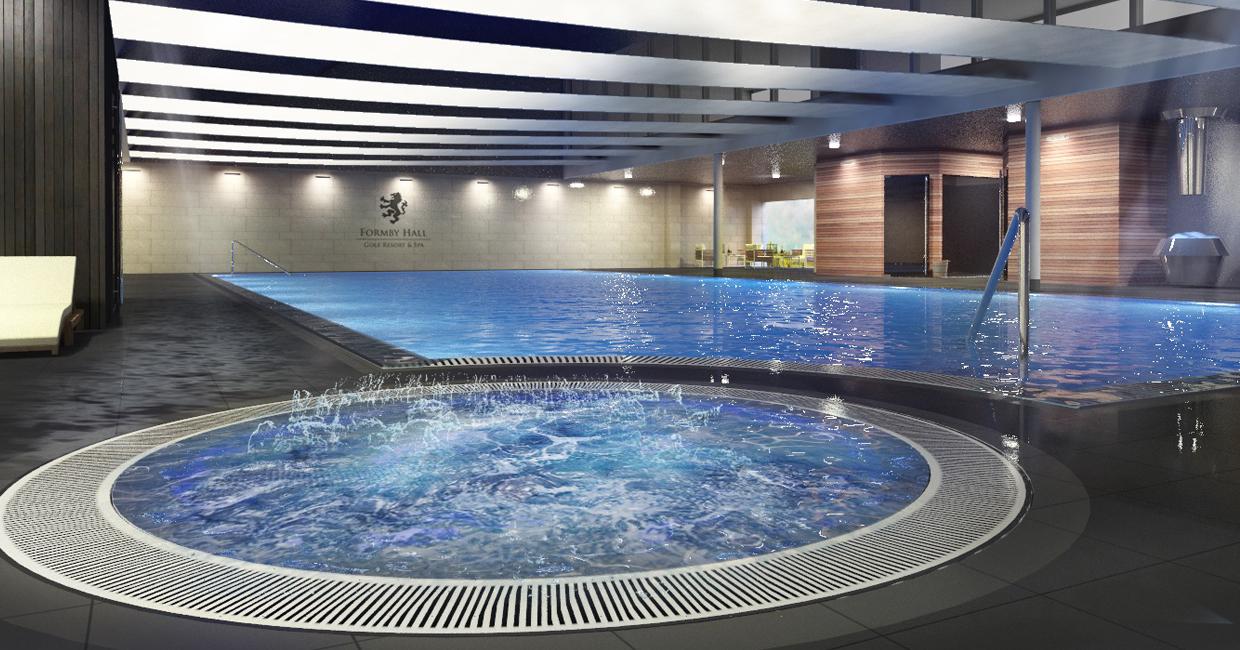 Indoor swimming pool and jacuzzi at the Formby Hall Golf Resort & Spa