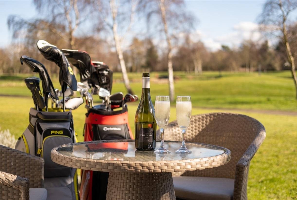 Dining area besides the golf course