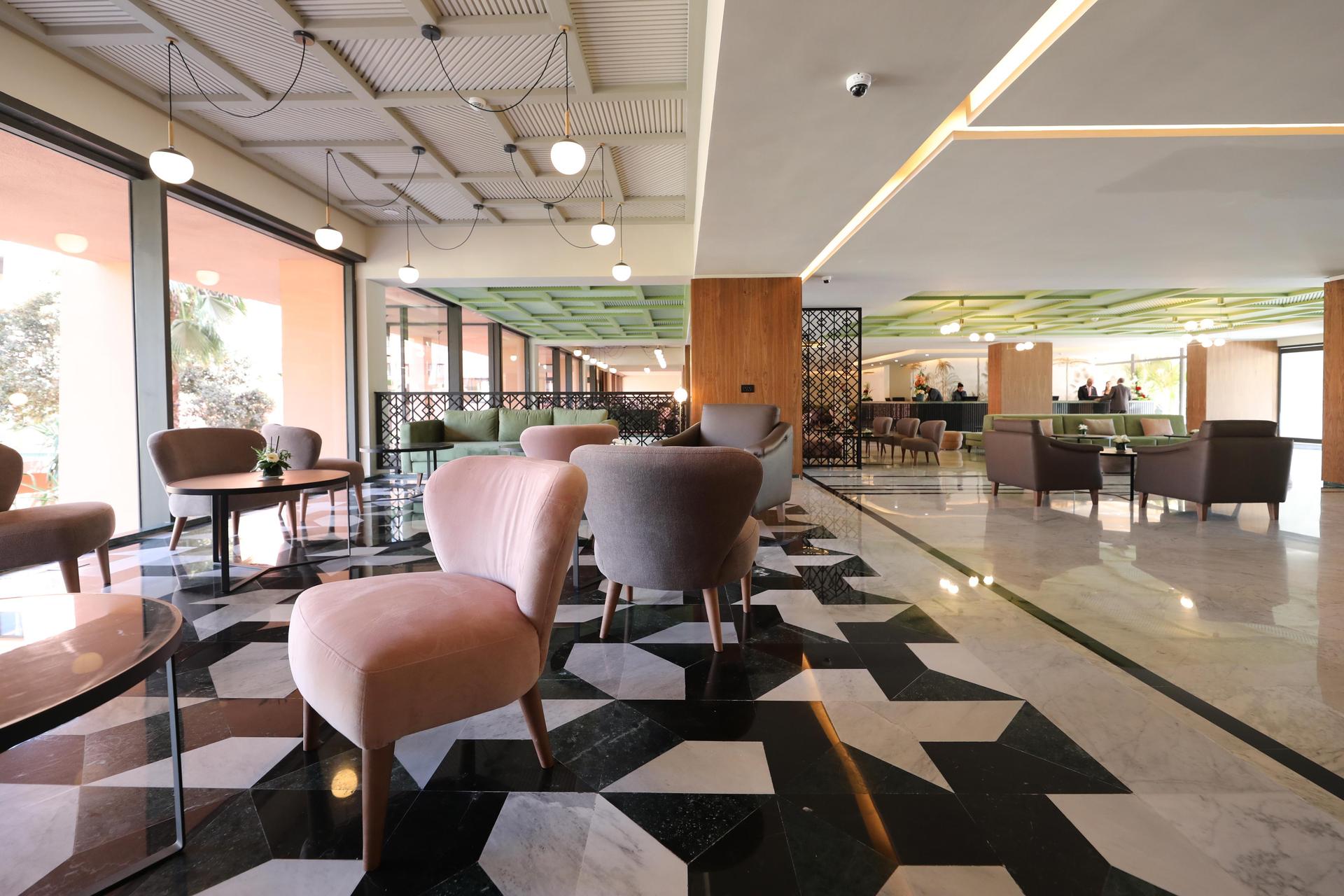 Lounging area inside the Kenzi Farah Rose Garden