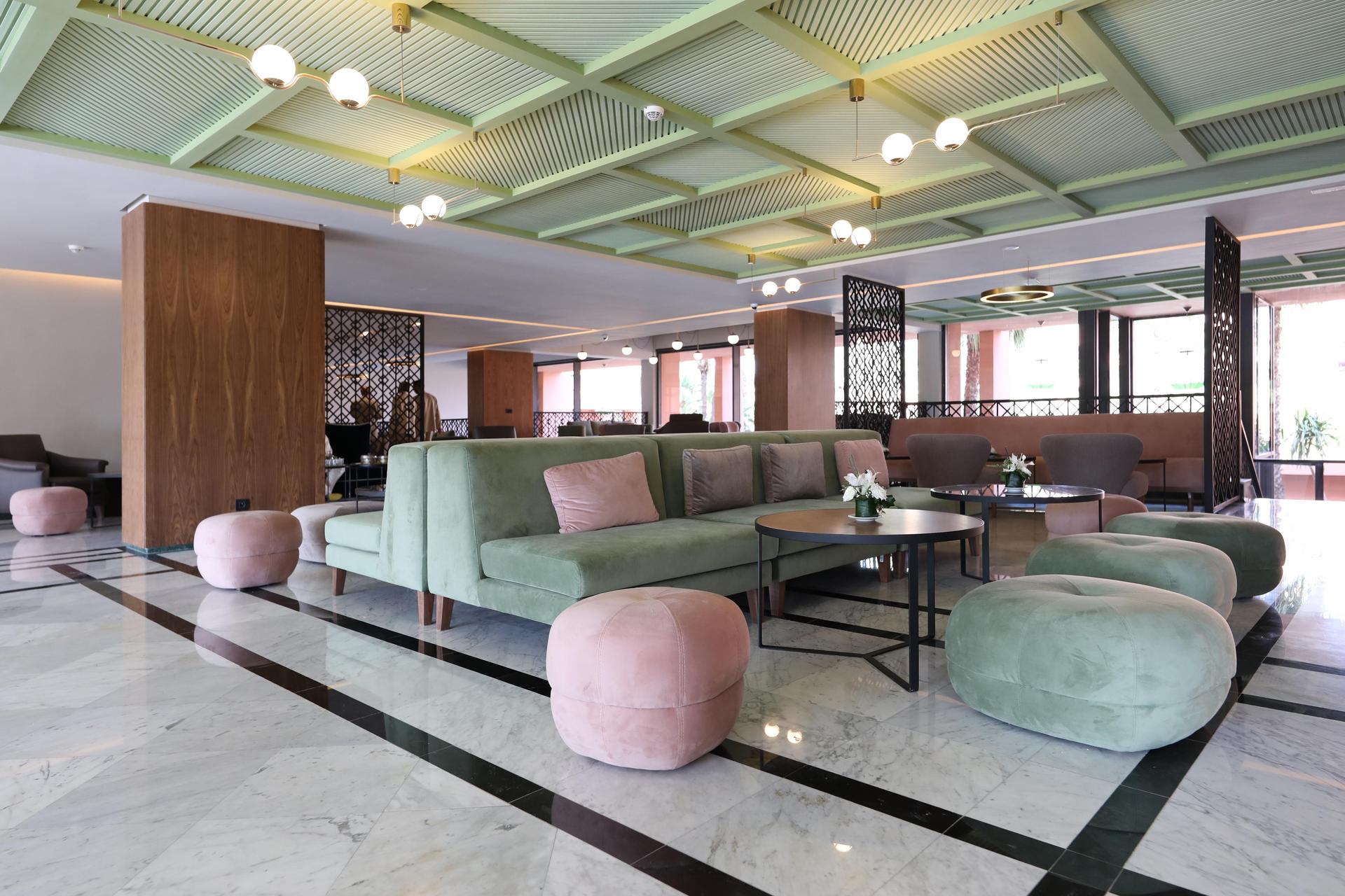 Lounging area inside the Kenzi Farah Rose Garden