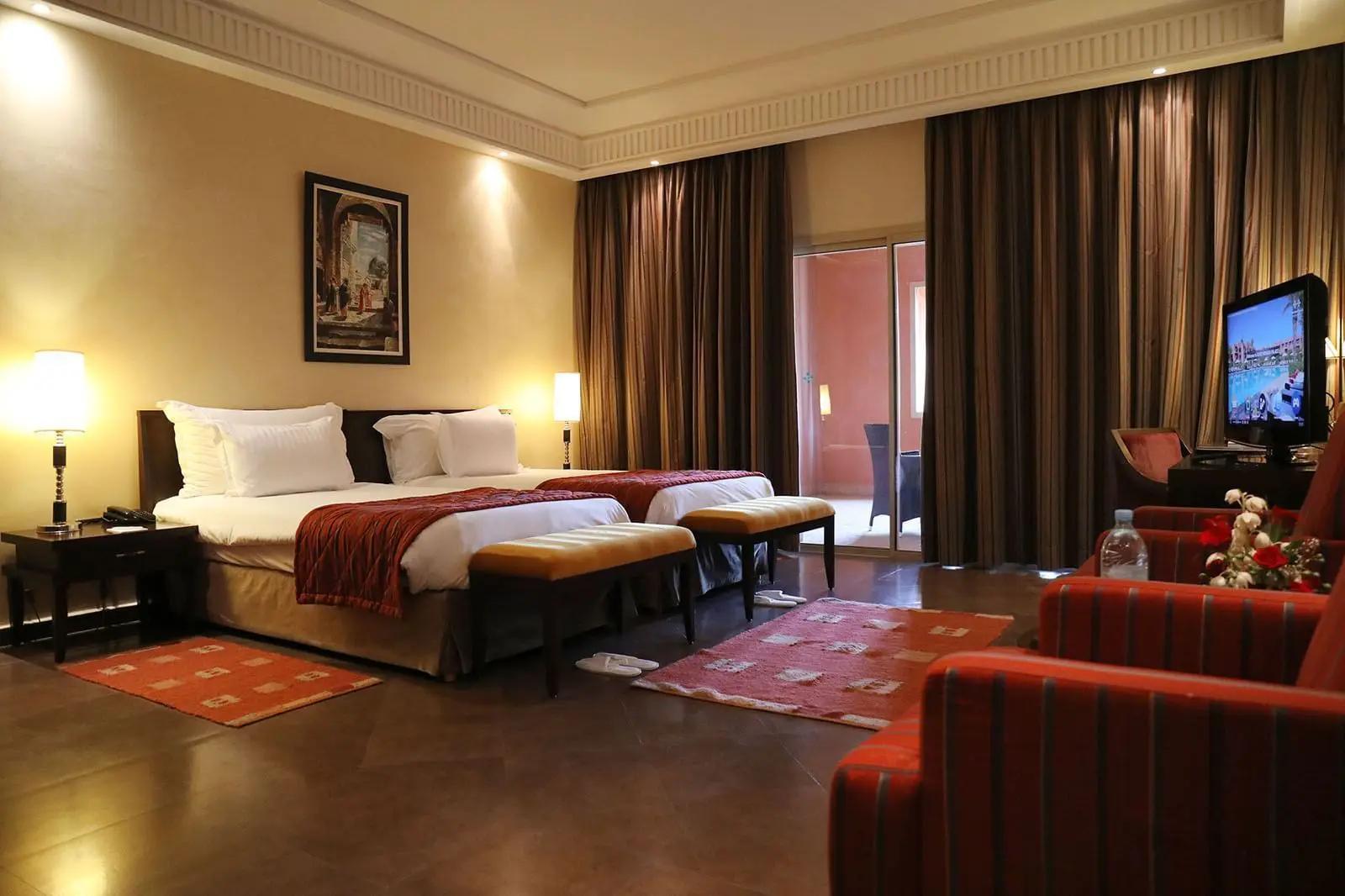 Double bed room at the Kenzi Menara Palace & Resort