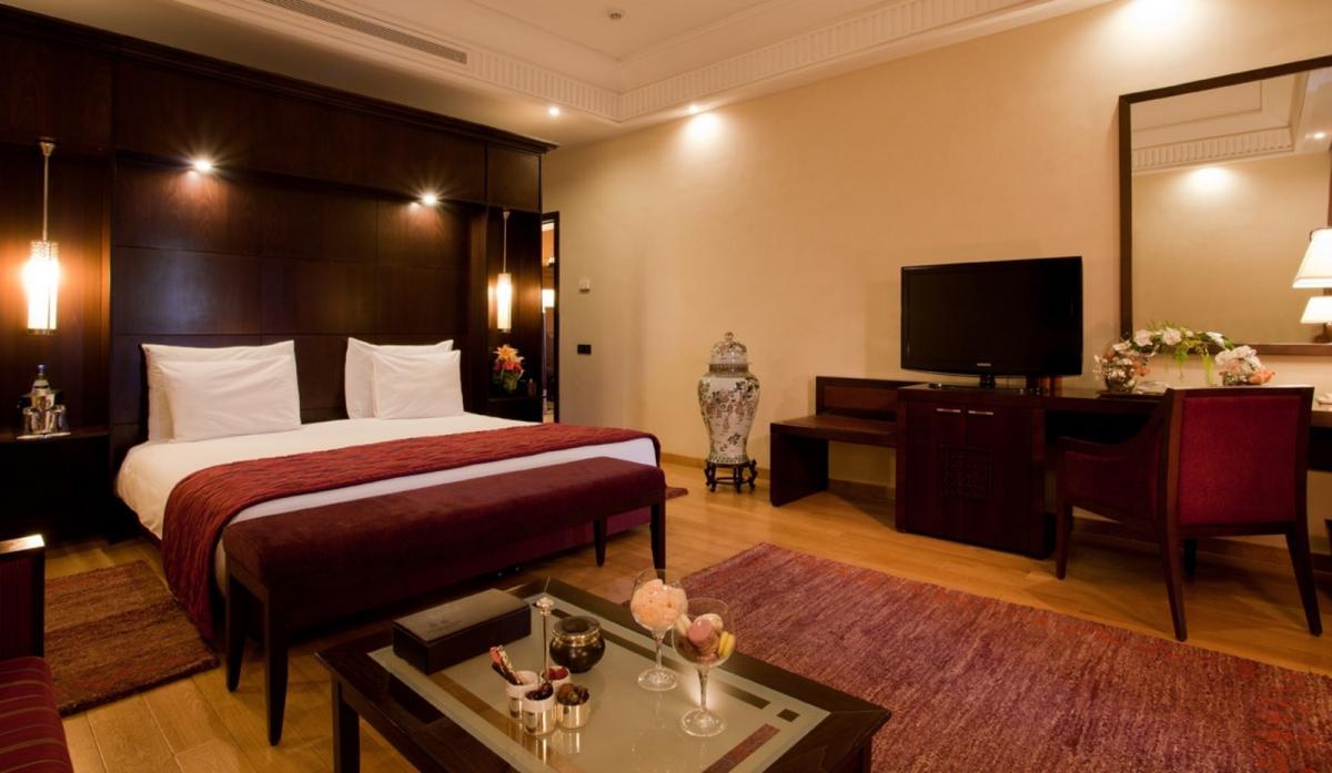 Double bed room at the Kenzi Menara Palace & Resort