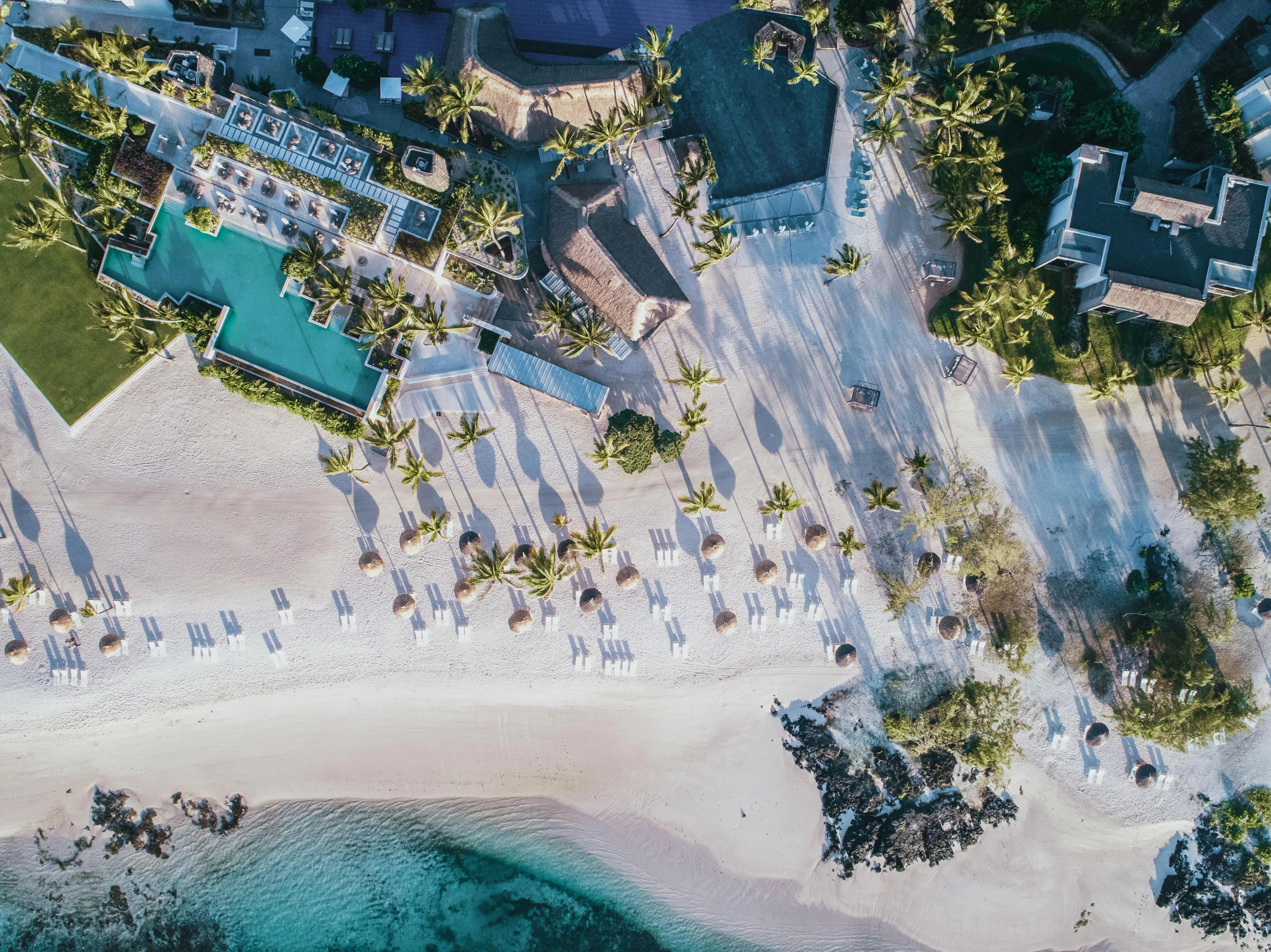 Aerial view of Long Beach Mauritius