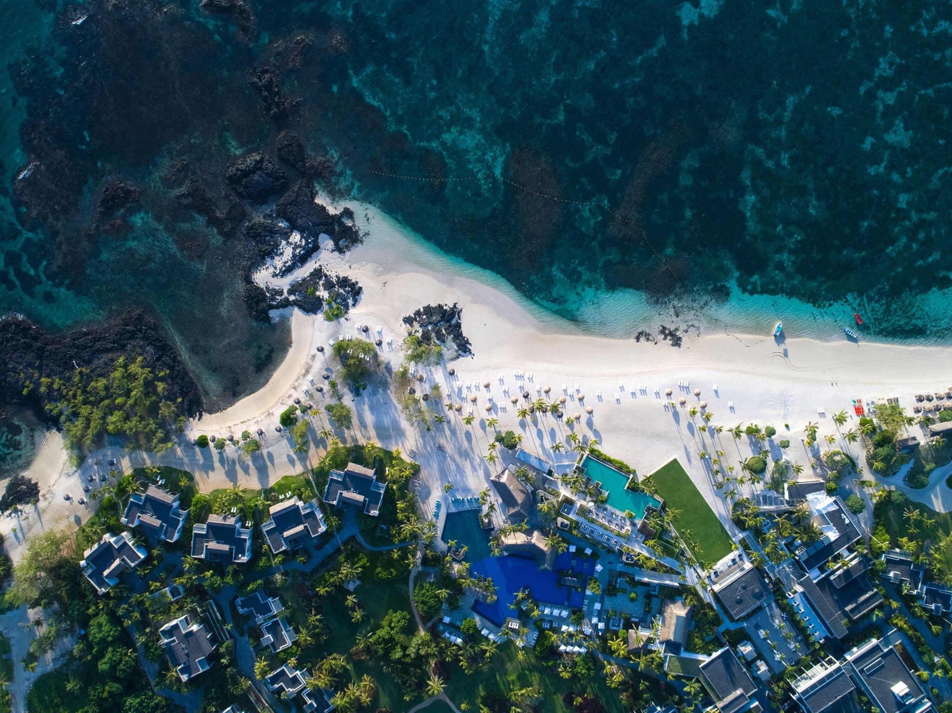 Aerial view of Long Beach Mauritius