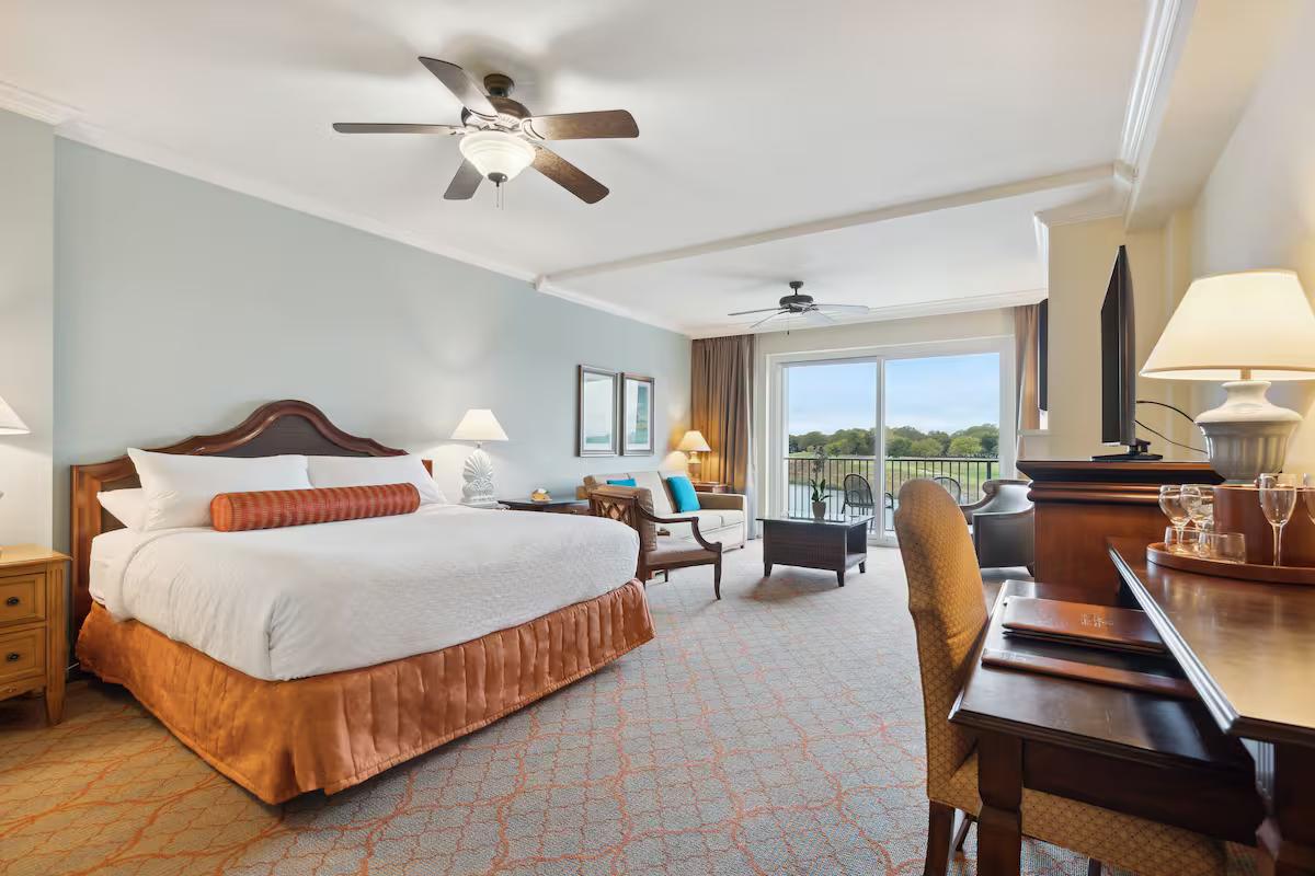 Double bed suite with balcony views at Marina Inn at Grande Dune