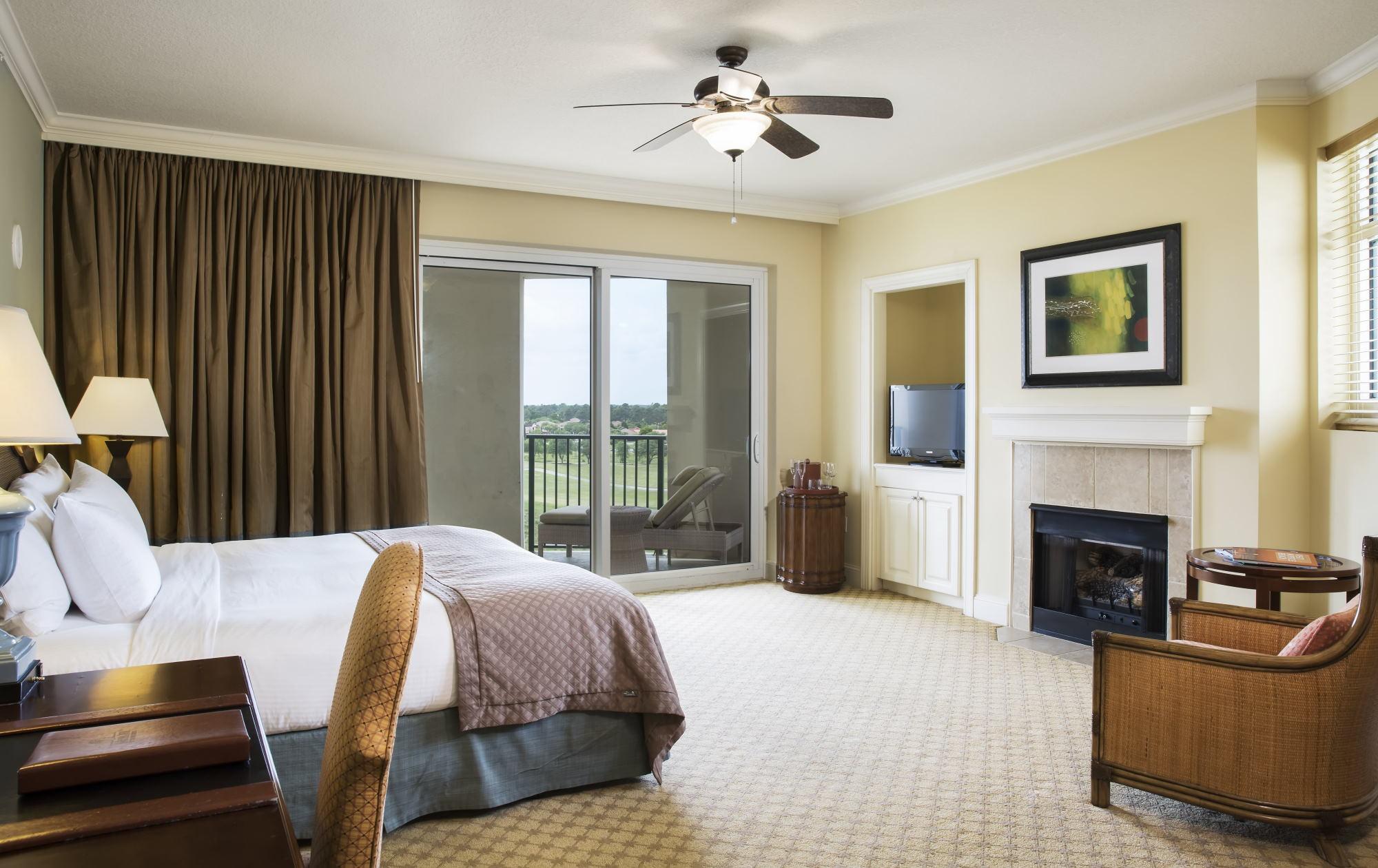 Double bed suite with balcony views at Marina Inn at Grande Dunes