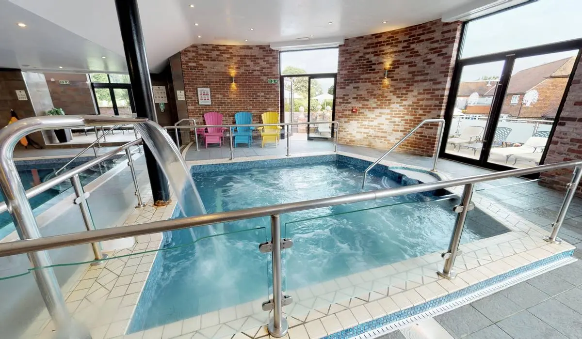 Hot tub in the indoor pool and spa area