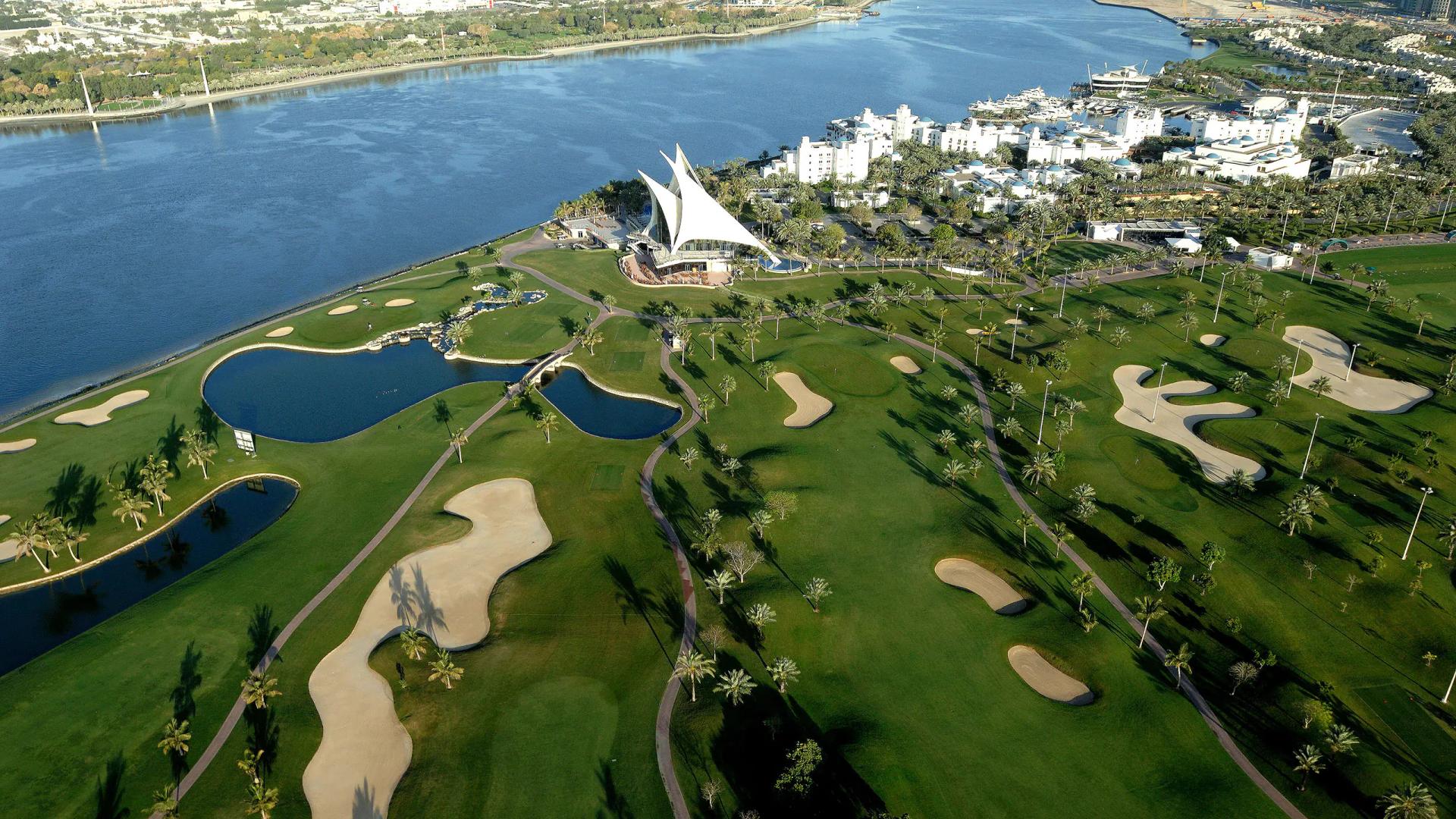 Overhead view of the Park Hyatt Dubai Creek golf course