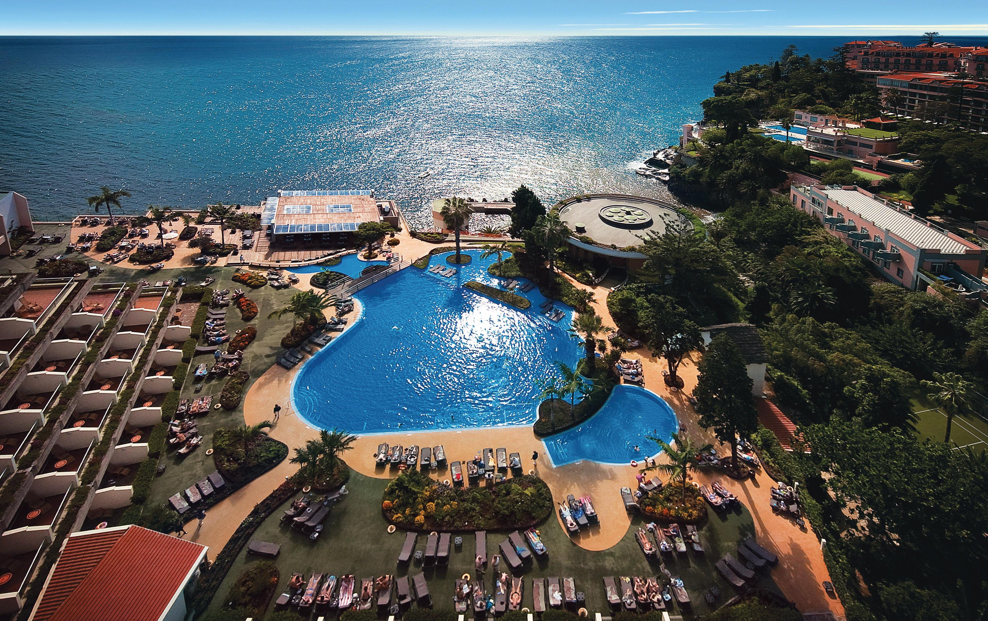 Aerial view of the outdoor swimming pool with ocean views