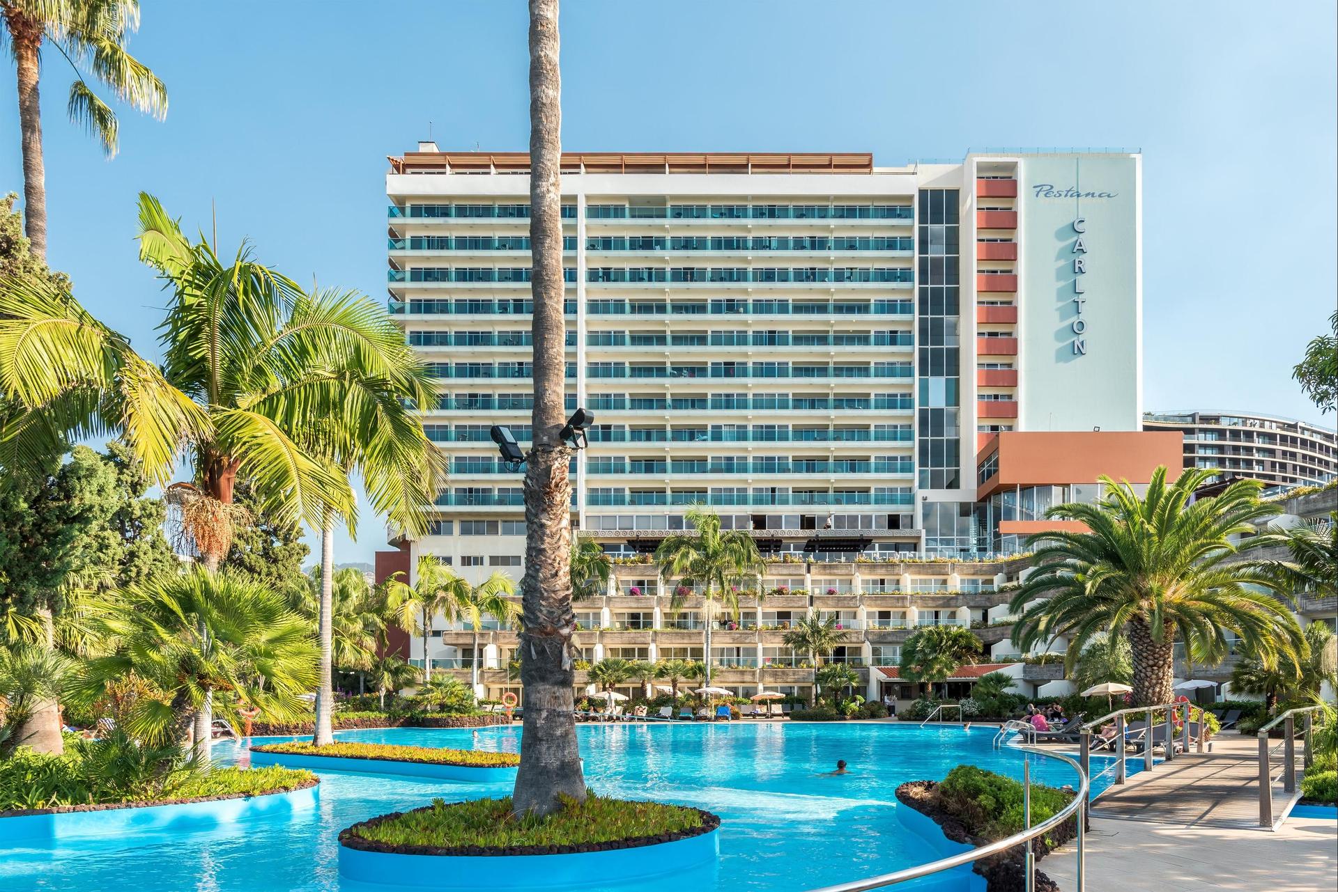 Panoramic view of the Pestana Carlton Madeira overlooking the pool