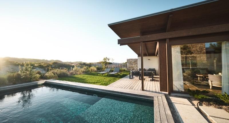 Outdoor swimming pool as part of a villa at Praia Rey West Cliffs