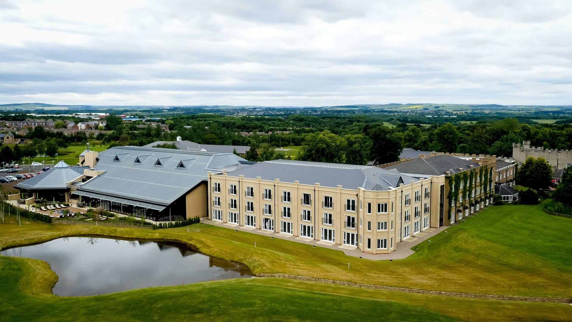 Overhead view of the Ramside Hall Hotel, Golf & Spa building