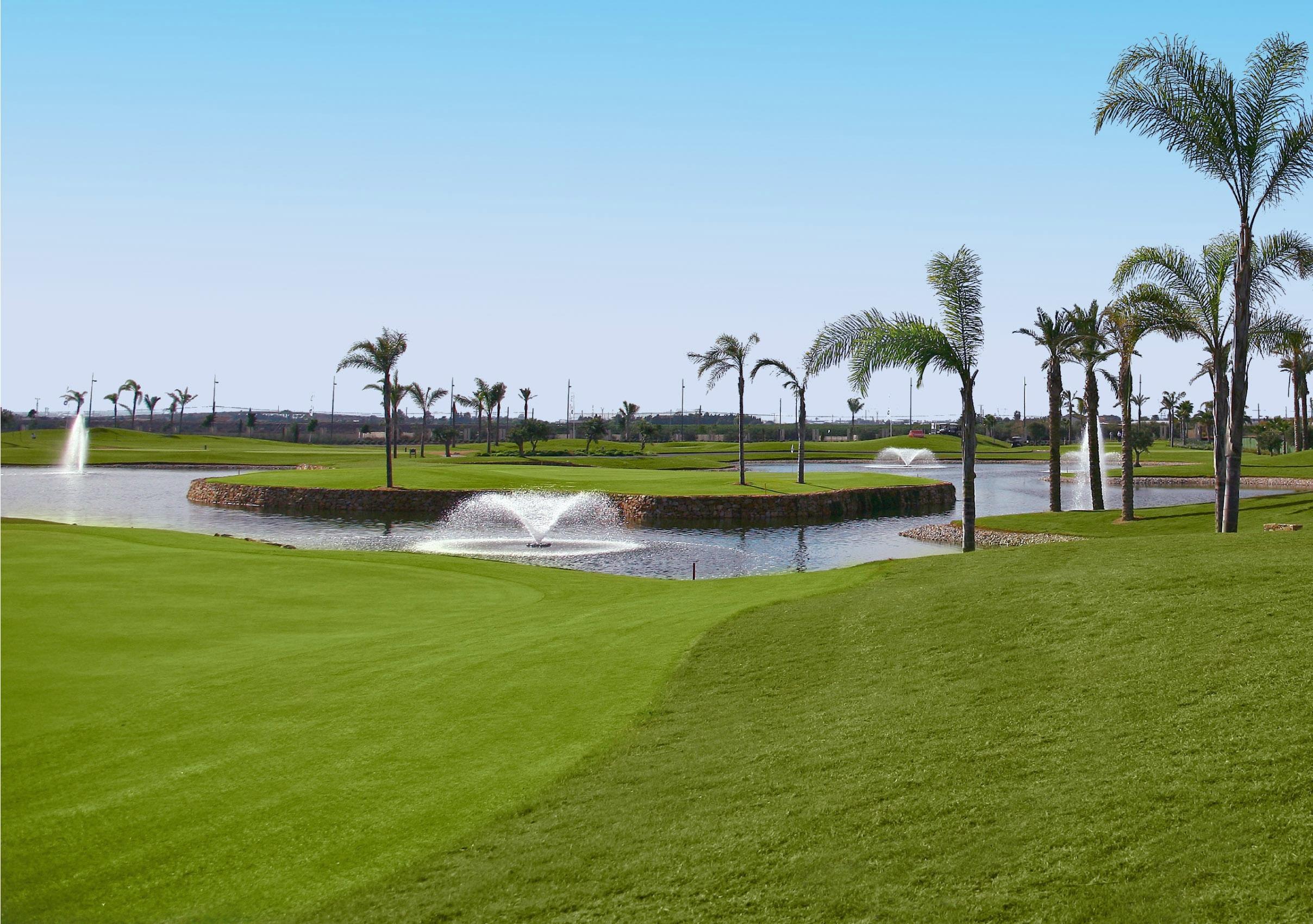 Island green at on Roda Golf Course