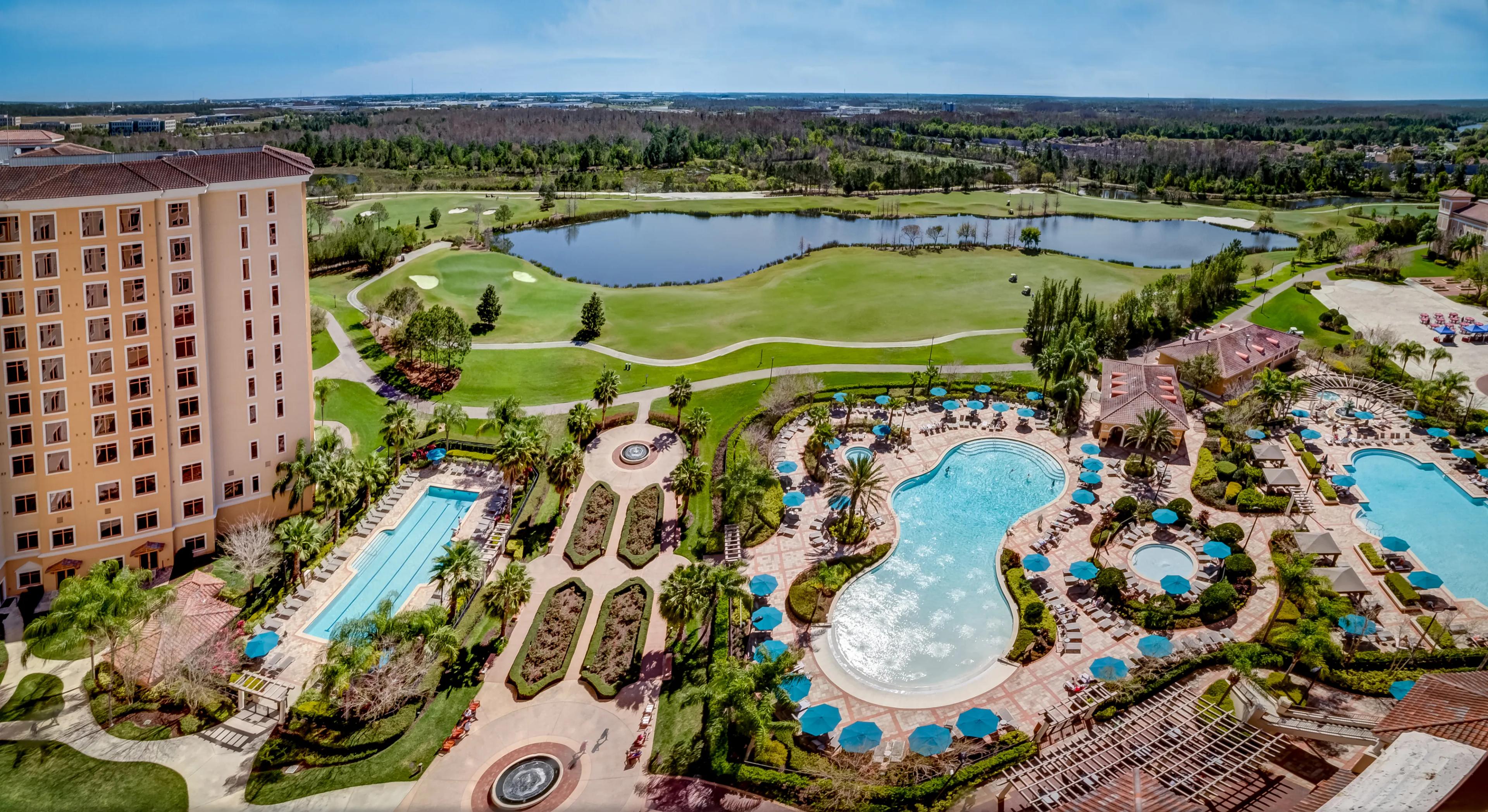 Aerial view of the Rosen Shingle Creek resort and course