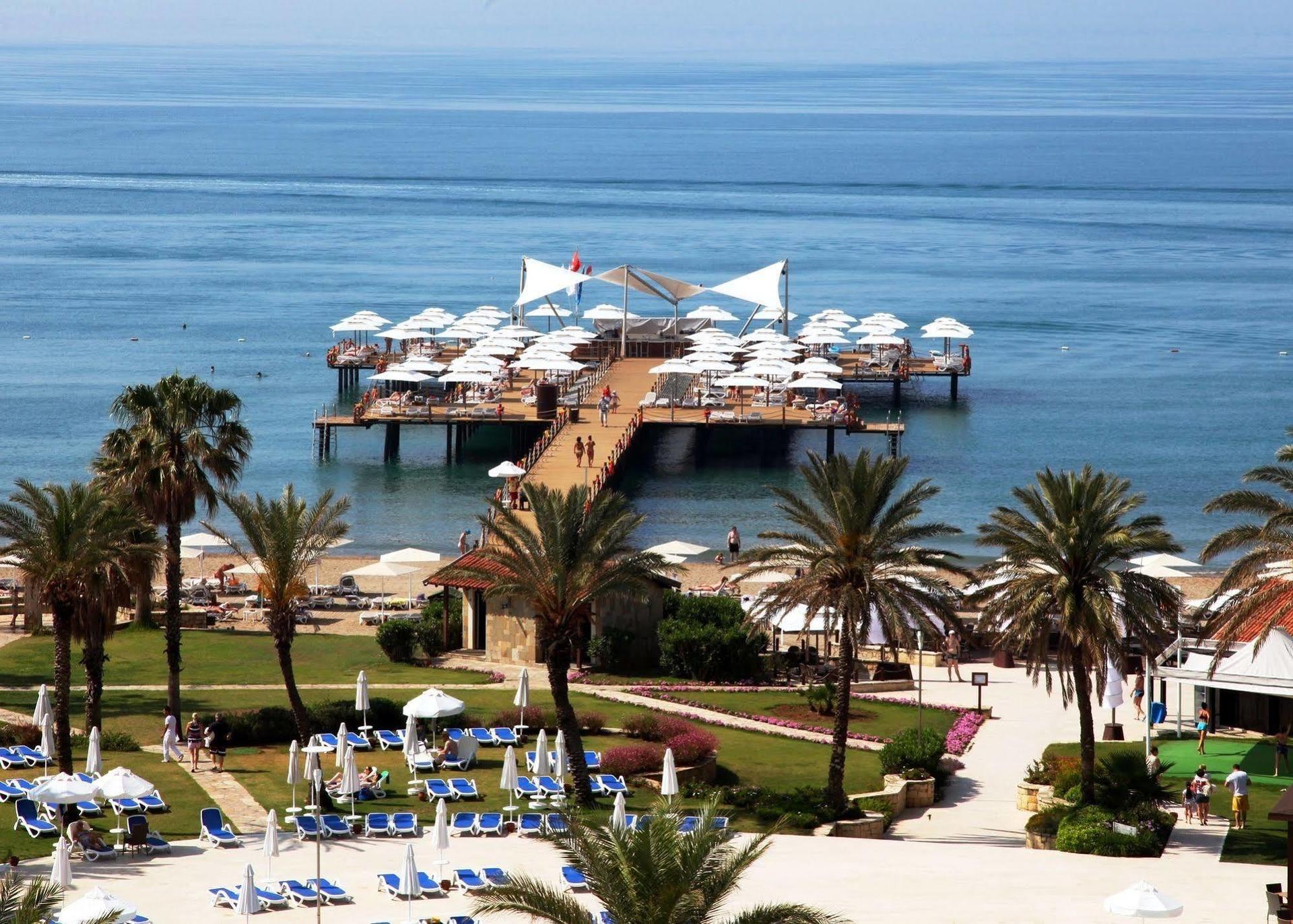 Aerial view of the beach area of the resort