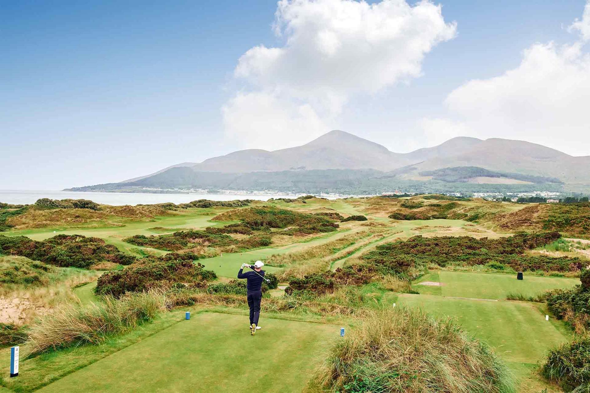 A golfer on the tee box at Slieve Donard Resort & Spa