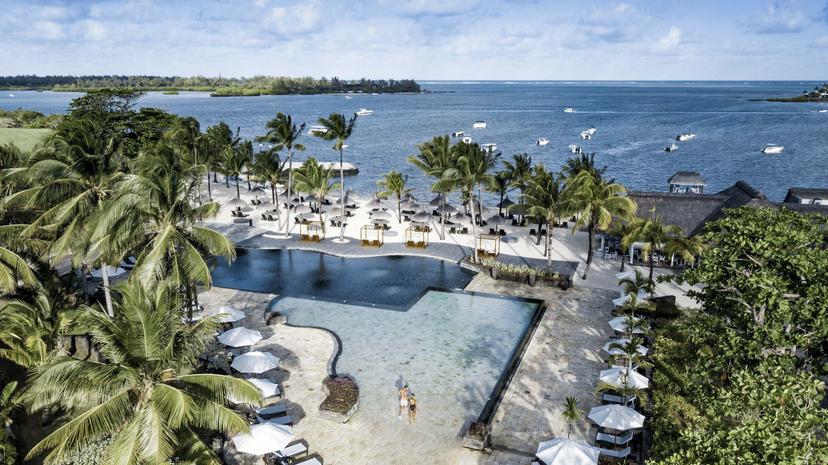 Overhead view of the outdoor swimming pool at The Bay Club at Anahita