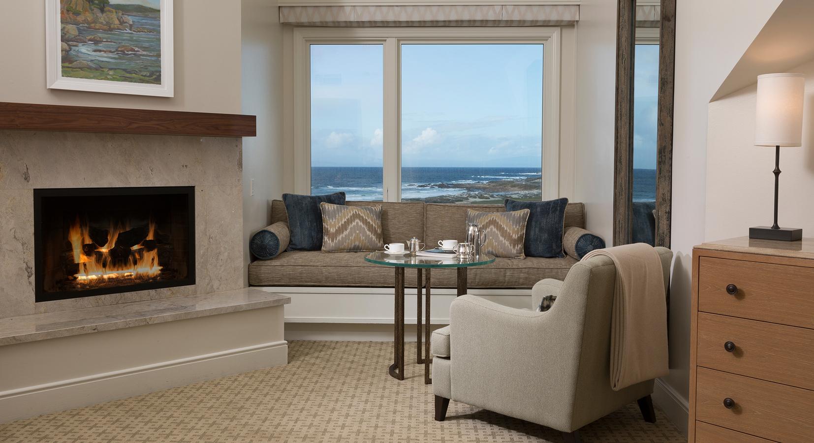 Fire place as part of a suite at The Inn at Spanish Bay