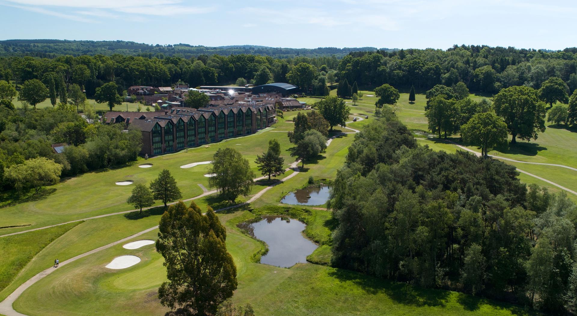 Overhead view of The Lodge at Meyrick Park golf course