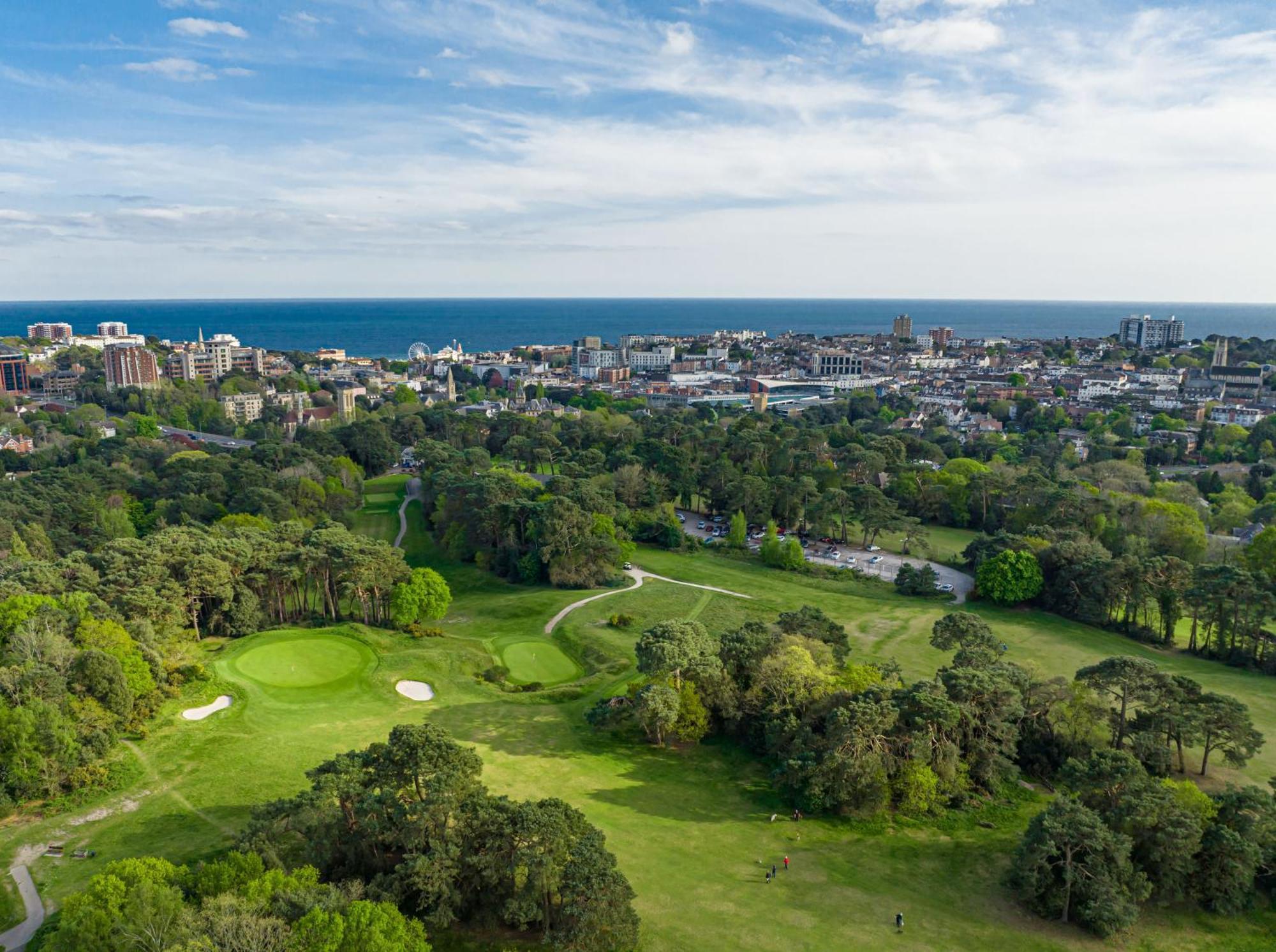 Overhead view of The Lodge at Meyrick Park golf course