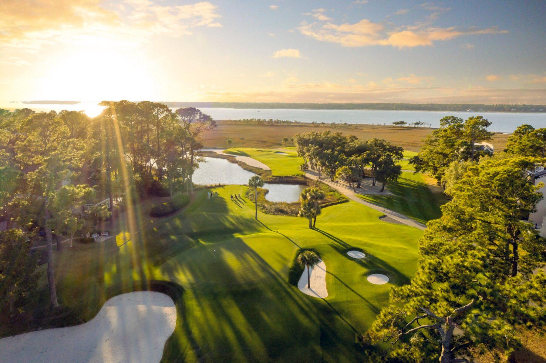 Overhead view of The Sea Pines Resort golf course