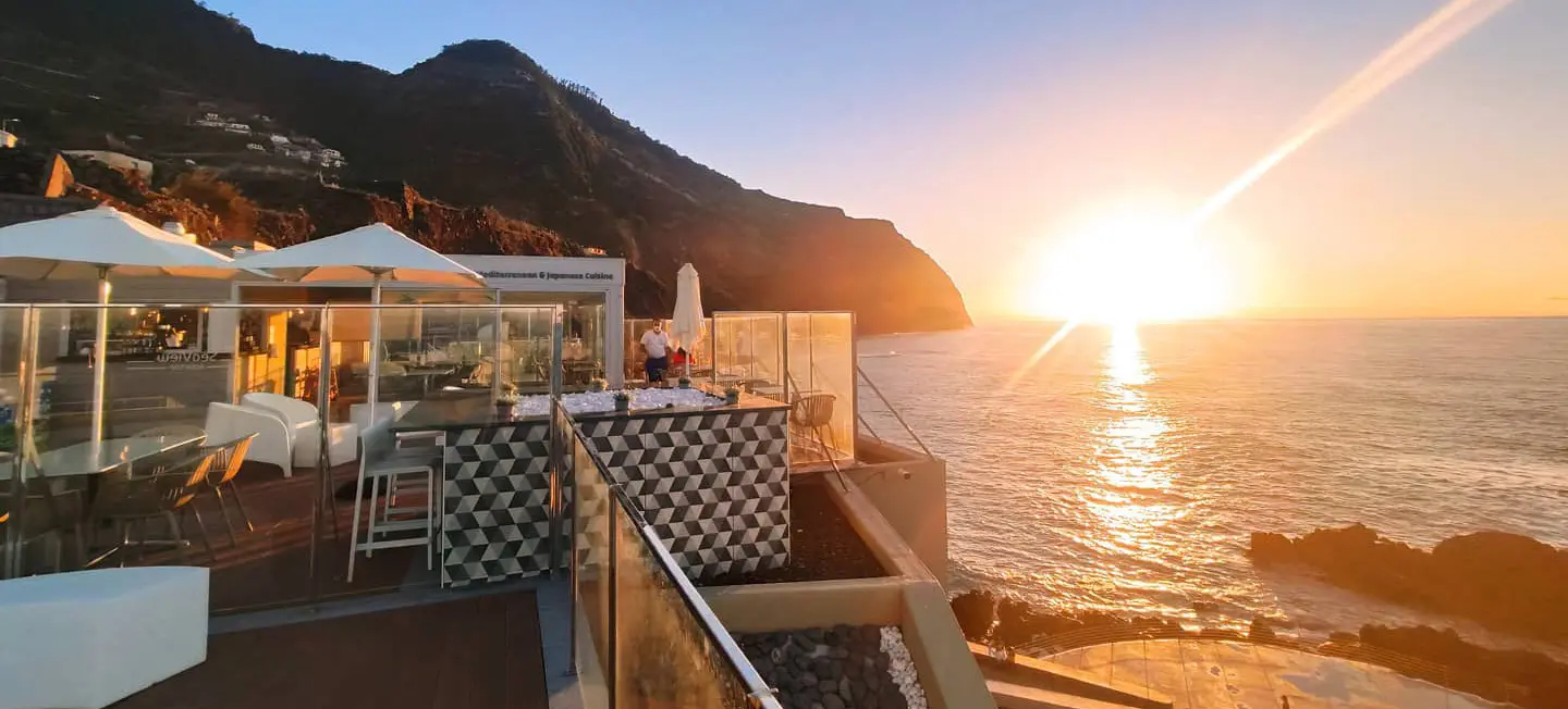 Sun setting over Aqua Natura Bay